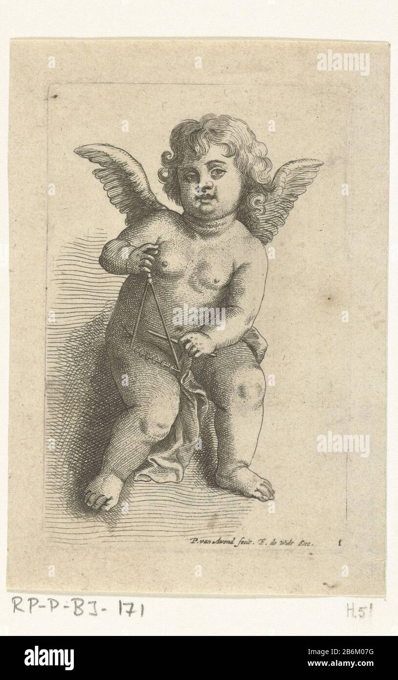 Engeltje traf Triangel Kinderen en engelen (serietitel) Angel mit Dreieck. Drucken Sie eine Serie von 24 Drucken mit Engeln oder Kinderkindern aus. Hersteller : Druckerhersteller Pieter van Avont (denkmalgeschütztes Gebäude) Herausgeber: Frederik de Wit (denkmalgeschütztes Eigentum) Ort Herstellung: Amsterdam Datum: 1630 - 1652 Physikalische Merkmale: Engras- und Ätzmaterial: Papiertechnik : Ätzung/Engras (Druckverfahren) Maße: Plattenkante: H × 103 mm b 67 mm Betreff: Engel singen, Musik machen Stockfoto