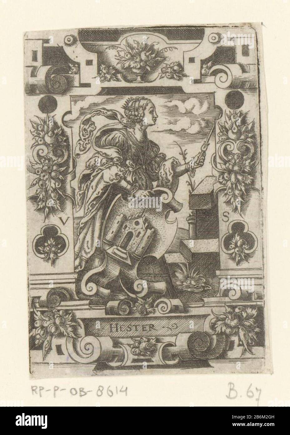 Esther traf sich mit Wapenschild in Rollwerk omlijsting Vrouwelijke Negen Besten (serietitel) Esther mit Armen im Scrollwork-Rahmen weiblich Neun Besten (Serientitel) Eigenschaft Typ: Bild-Artikelnummer: RP-P-ob-8614Katalogogusreferentie: Hollstein Deutsch 311 Aufschriften / Marken: Sammlermarke, Verso,: Lugmer 64 in handschriftlicher Druckfarbe: 280er, 22er, 45er, 45er, 45er-braun, 45x, 45x, 45x, 45x Virgil Solis (auf dem Objekt angegeben) Herstellung: Nürnberg Datum: 1524 - 1562 Material: Papiertechnik: Engra (Druckverfahren) / Ätzung / Plattentonmessungen: Plattenkante: H 85 mm × b 58 mmToelichtingDeze prin Stockfoto