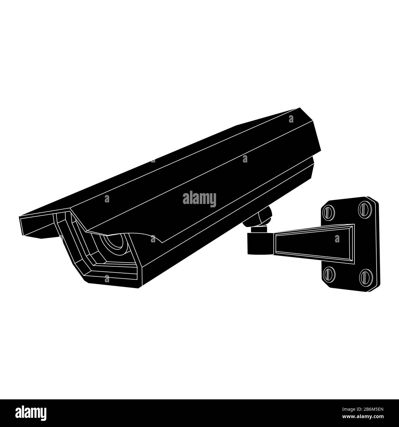 CCTV-Kamera. Schwarzes flaches Symbol Stock Vektor