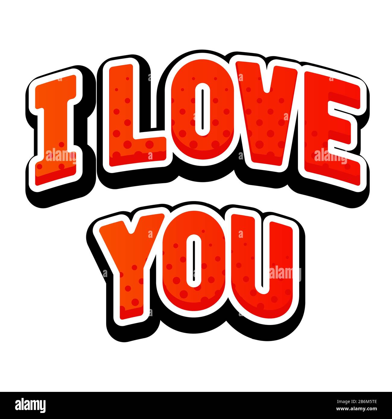 Ich liebe dich. Roter Text in Großbuchstaben Stock Vektor
