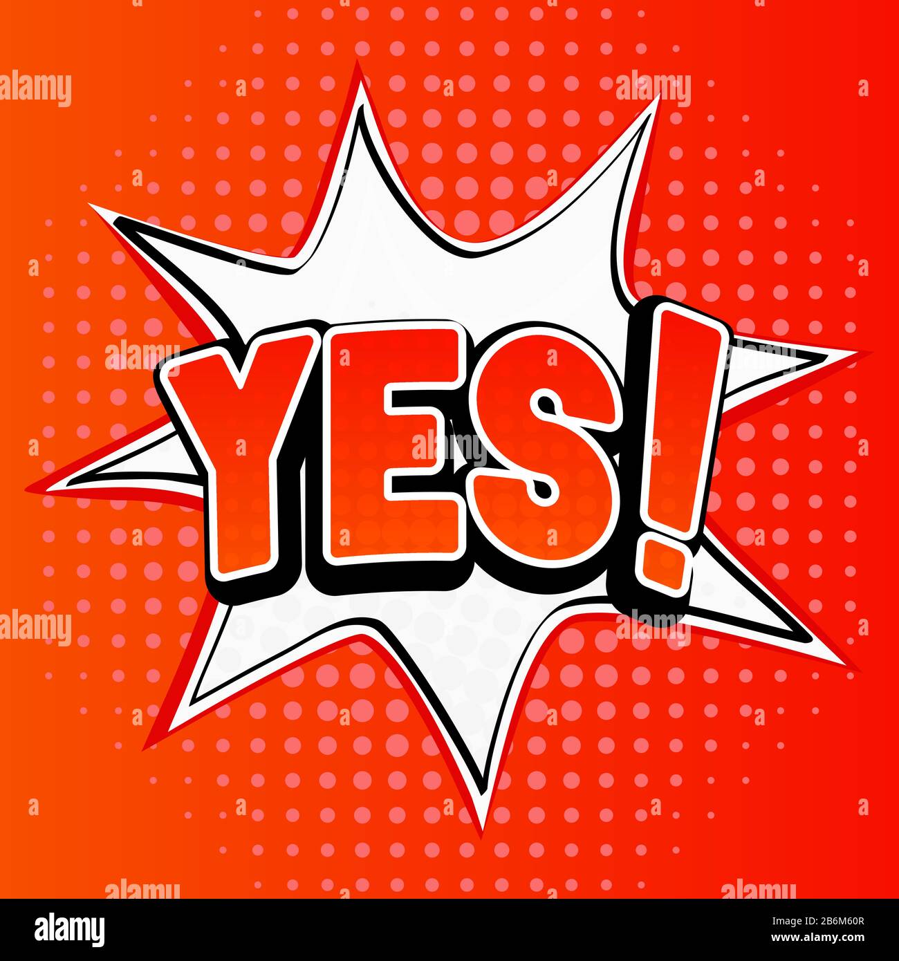 YES-Zeichen. Comic-Stil auf orangefarbenem Hintergrund Stock Vektor