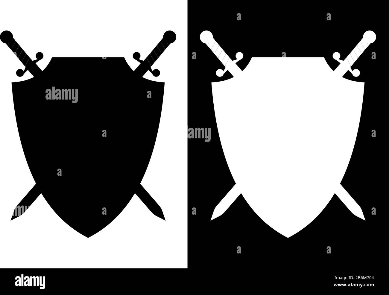 Schwert und Schild. Symbol. Stock Vektor