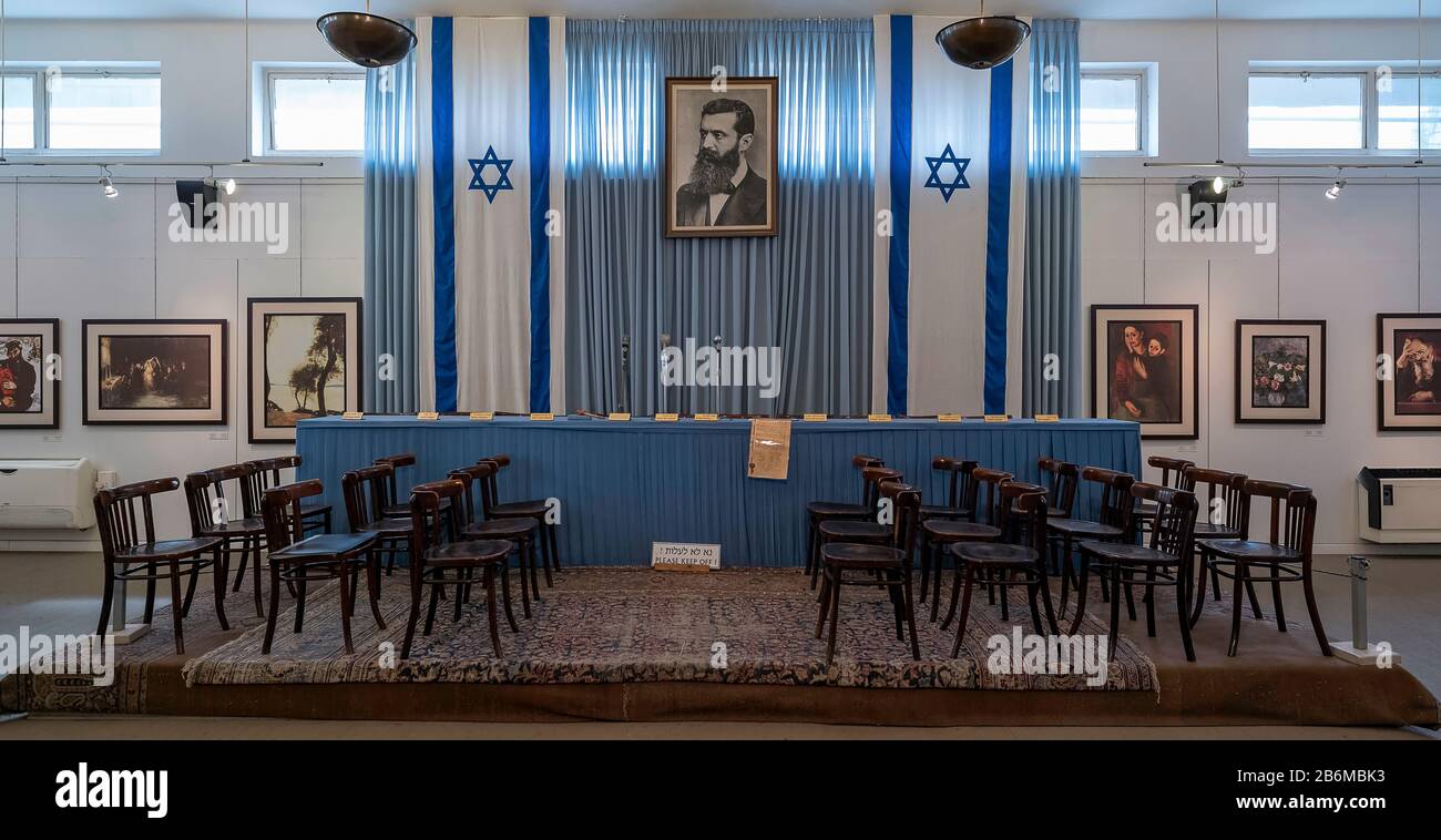 Unabhängigkeitshalle, Rothschild-Boulevard, Weiße Stadt, Tel Aviv, Israel Stockfoto