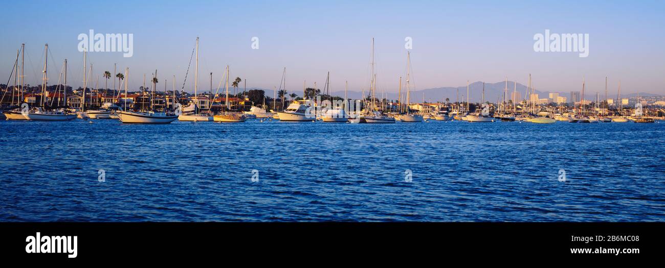 Boote an einem Hafen, Newport Beach Harbor, Newport Beach, Kalifornien, USA Stockfoto