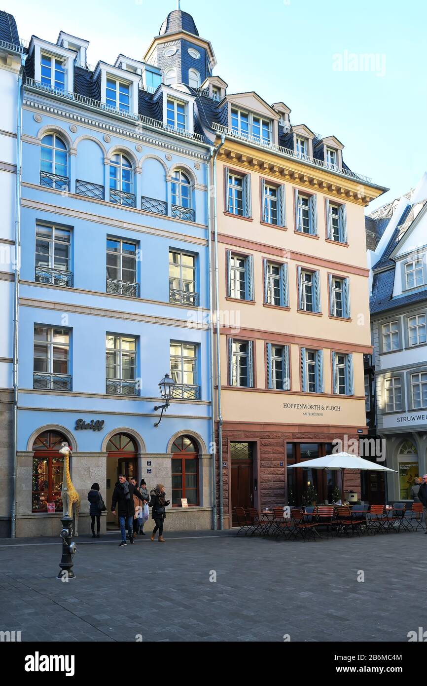 Europa, Deutschland, Rhein-Main, Frankfurt, neue Altstadt, Hühnermarkt, neue Frankfurter Altstadt im Dezember 2019 Stockfoto