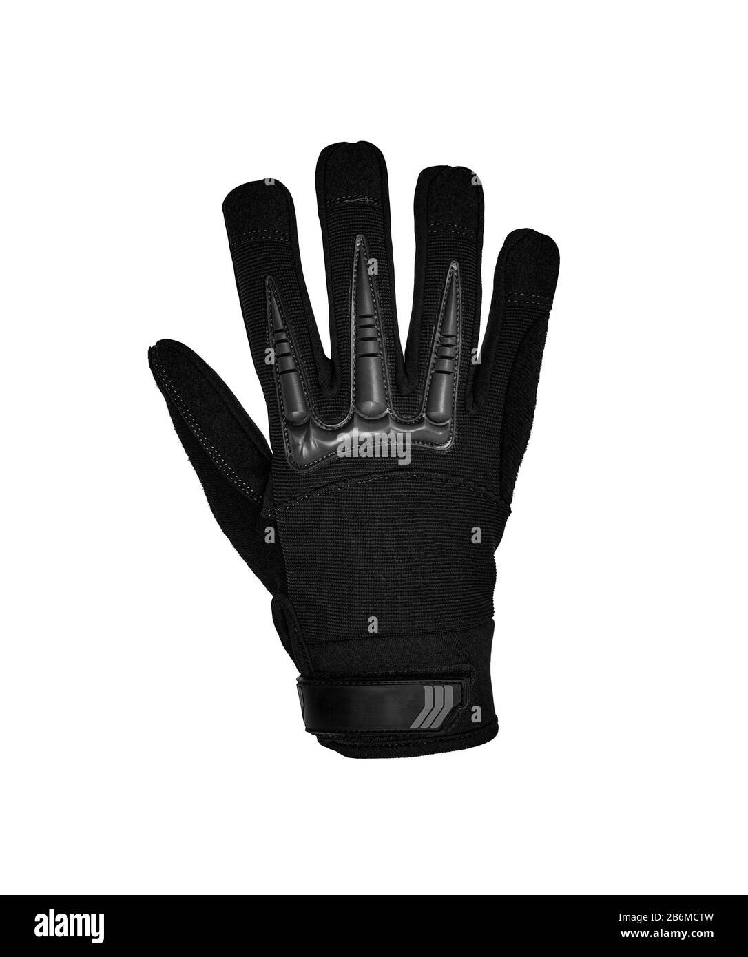 Militärische Handschuhe, taktische Handschuhe, Schutzhandschuhe isoliert weißer Hintergrund. Handgelenk. Jagd Full Finger Handschuhe isoliert auf weißem Stockfoto