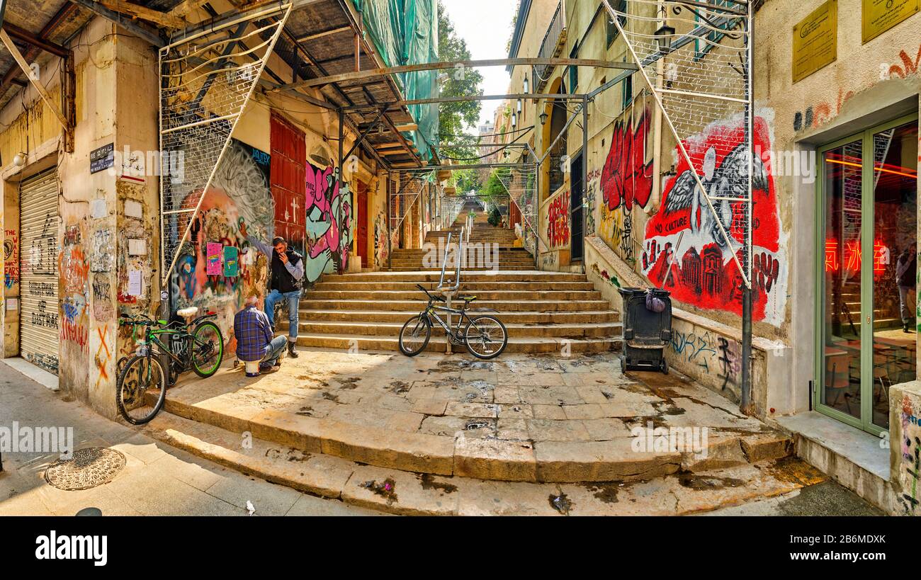 Bemalte Treppe, L'Escalier de Saint-Nicolas, Beirut, Libanon Stockfoto
