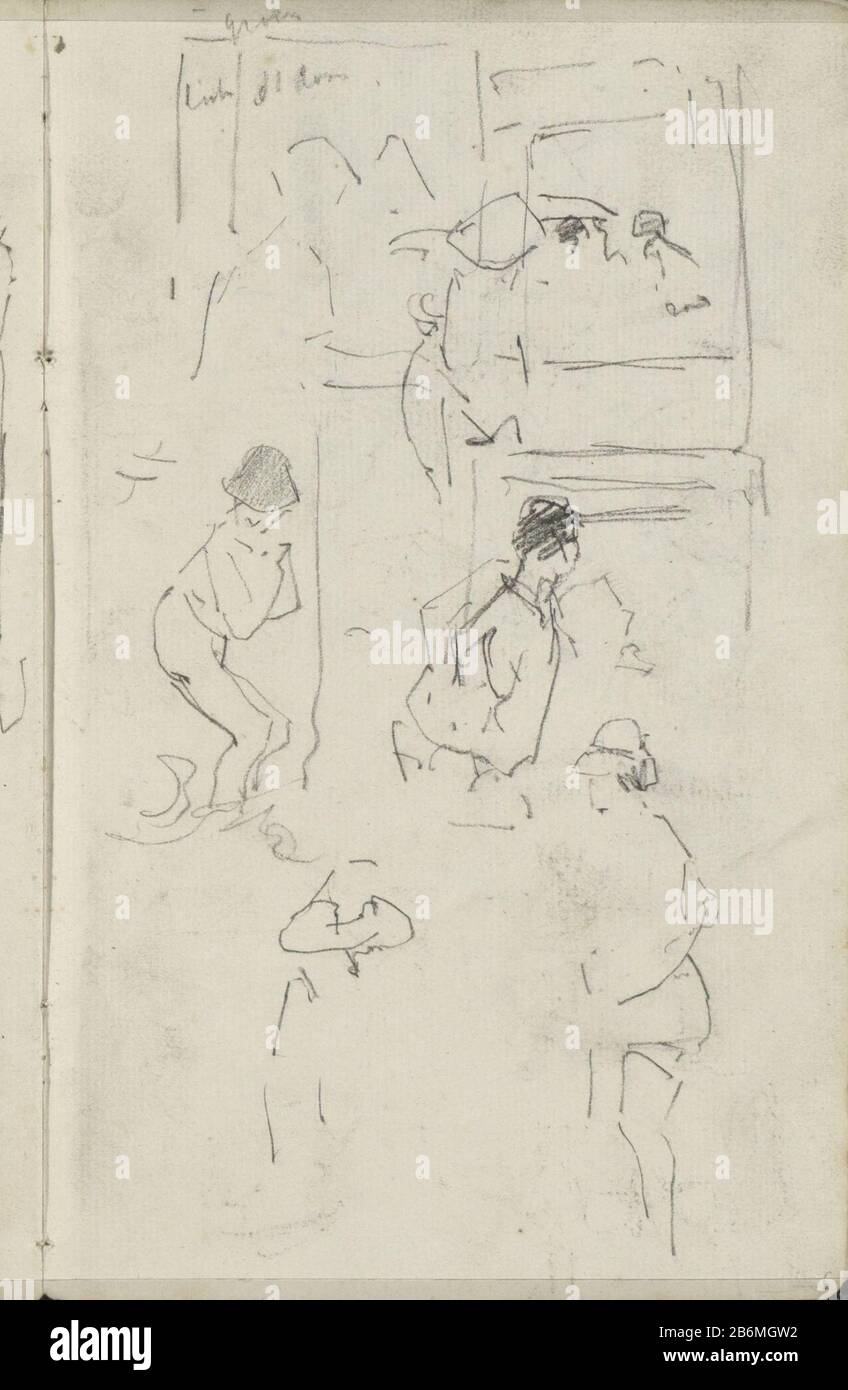 Figurenstudien Abbildung Objekttyp: Skizzenblatt Artikelnummer: RP-T-1924-22-9 Aufschriften / Marken: Farbnotiz handschriftliche Beschreibung: Seite 9 aus einem Skizzenbuch mit 23 bladen. Hersteller : Künstler George Hendrik Breitner Herstellung: Den Haag Datum: 1880 - 1882 Körperliche Merkmale: Schwarzes Kreidematerial: Papier Kreidegegenstand: Erwachsene Mana dumme Frau Stockfoto