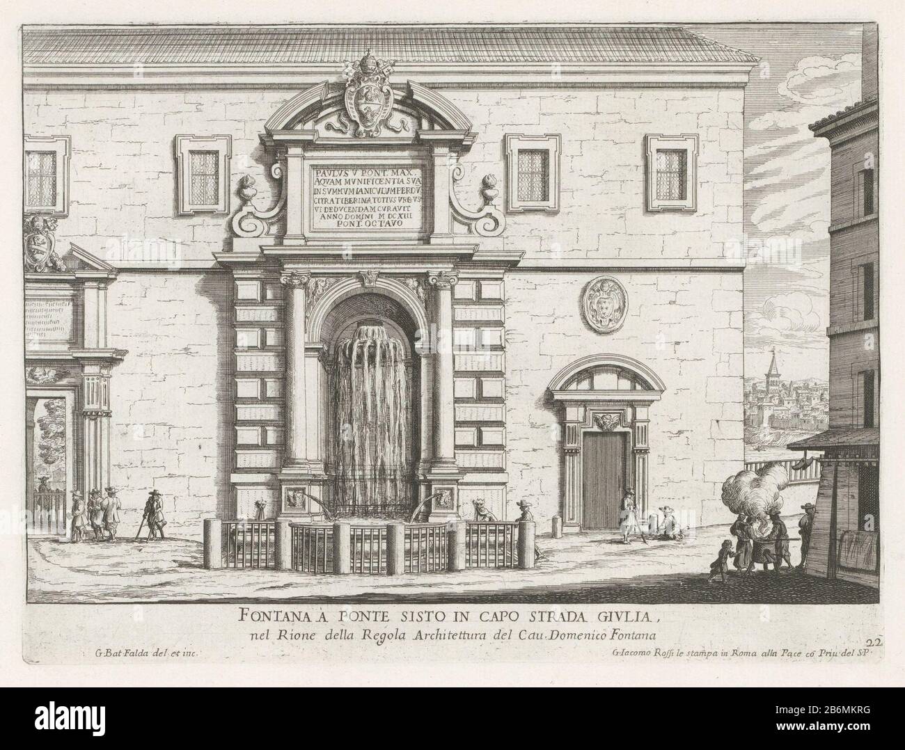 Fontein bij de Ponte Sisto te Rome Fontana a Ponte Sisto in capo strada Giulia (titel op object) Fontane di Roma (serietitel) Fontinen van Rome (serietitel) Brunnen befindet sich heute auf der Piazza Trilussa, stand aber ursprünglich auf der anderen Seite des Tibers. Nummeriert unten rechts: 22. Der Druck ist Teil eines Albums. Hersteller : Druckerei-Giovanni Battista Falda (denkmalgeschütztes Gebäude) in seinem Entwurf: Giovanni Battista Falda (denkmalgeschütztes Gebäude) Herausgeber: Giovanni Giacomo de'Rossi (unter Denkmalschutz stehendes Objekt) ein Anbieter von Privilegien: Innocent XII (auf dem Objekt aufgestellt) Ort Herstellung: Druck-Hersteller: Italien zu eigenem Entwurf aus: Italien Stockfoto