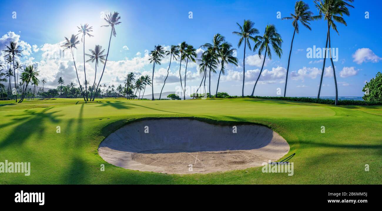 Blick auf das Golffeld, Kahala, Oahu, Hawaii, USA Stockfoto