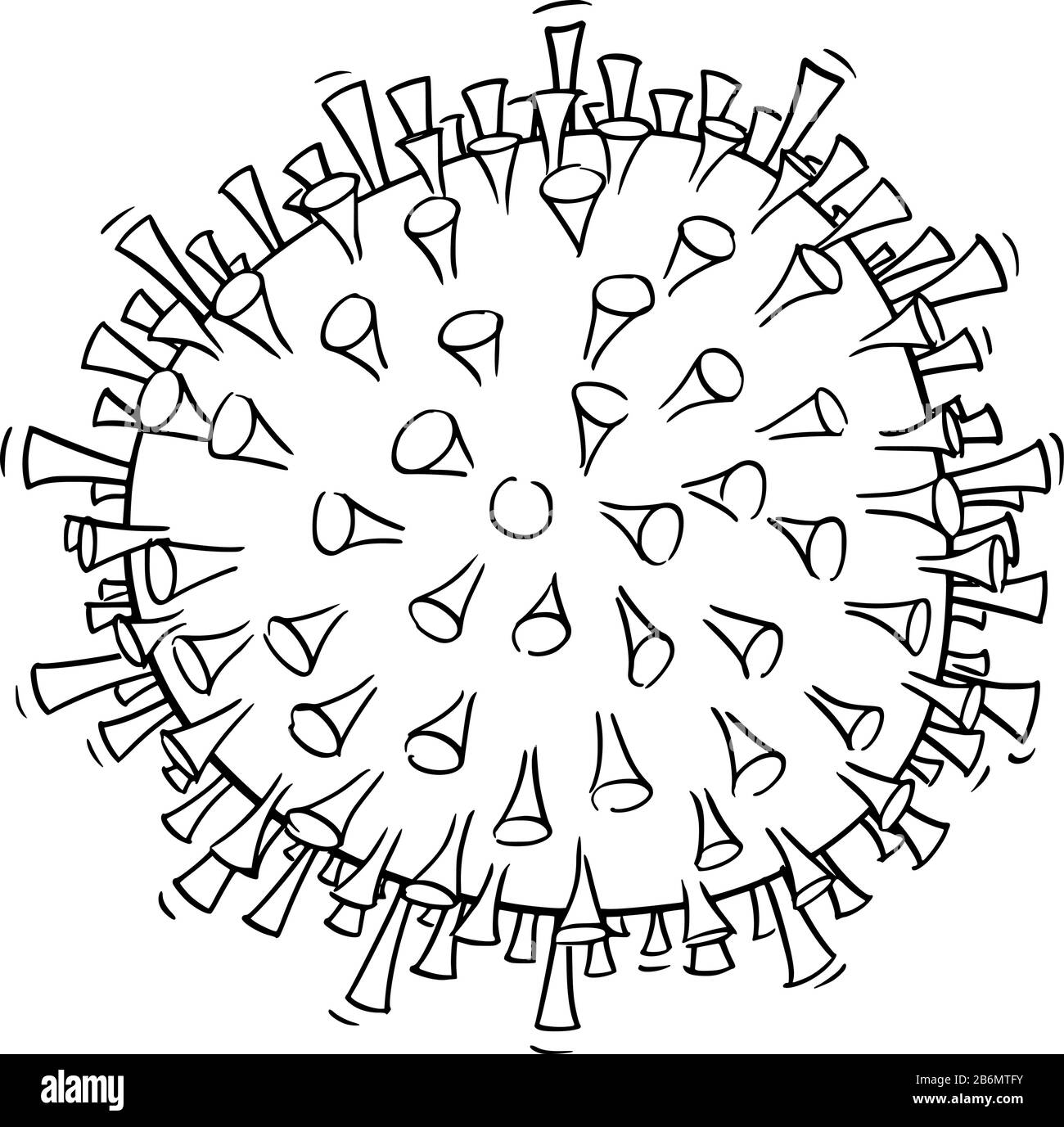 Vektor Schwarz-Weiß-Konzeptzeichnung, Abbildung oder Design von Coronavirus Kovid-19 . Stock Vektor