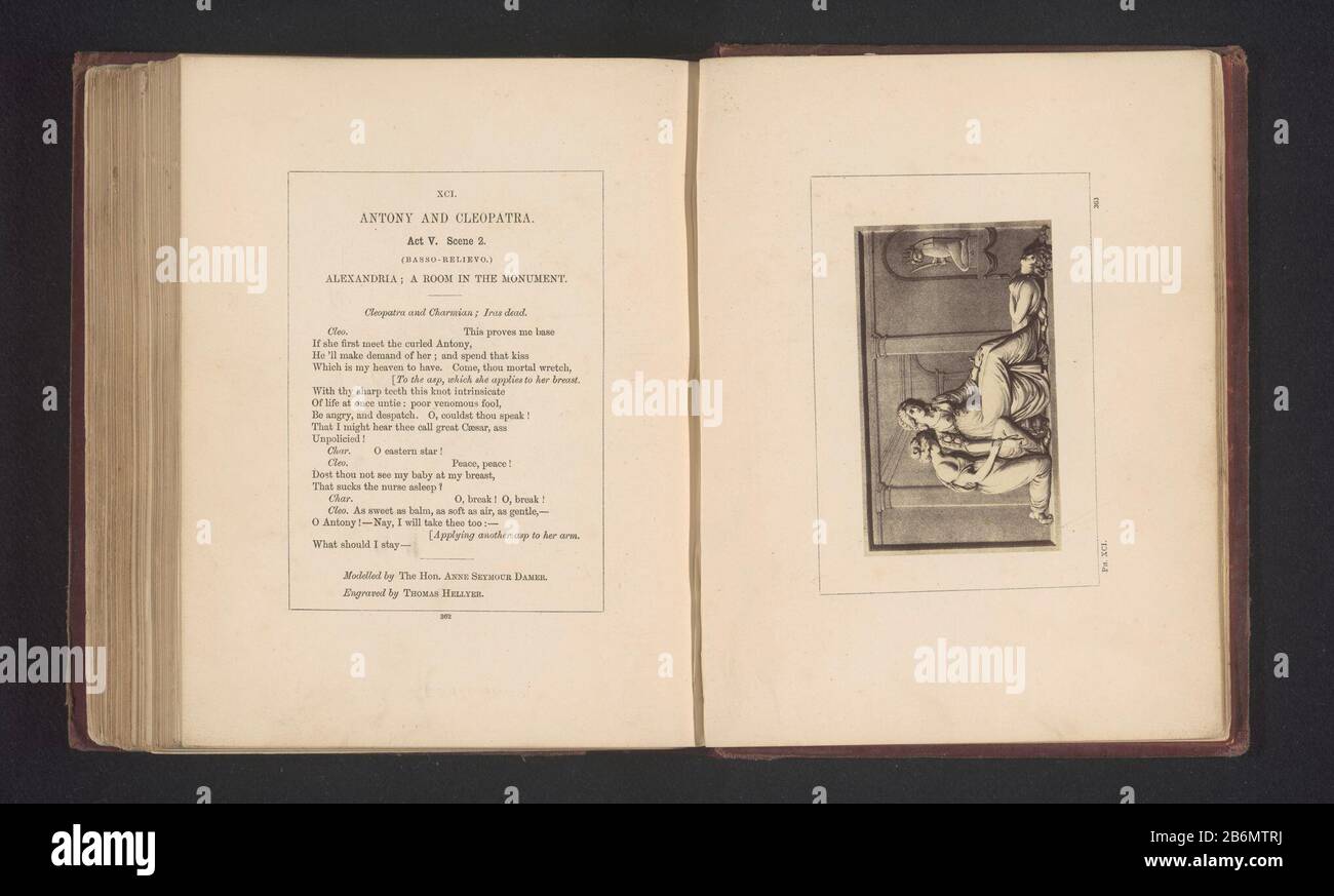 Es wird Akt V, Szene 2 mit Kleopatra und Charmian für den toten Körper von Iras gesehen. Hersteller : Fotograf: Stephen Aylingnaar Druck von Thomas Hellyer (denkmalgeschütztes Gebäude) zum Ansehen: Anne Seymour Damer (denkmalgeschütztes Objekt) Ort Herstellung: London dating: CA. Material: Papiertechnik: Albumindrucke Abmessungen: Foto: H 59 mm × W 98 mmToelichtingFoto Seite 363. Betrifft: Spezifisches literarisches Werk (Geschichte) Kleopatra Stockfoto