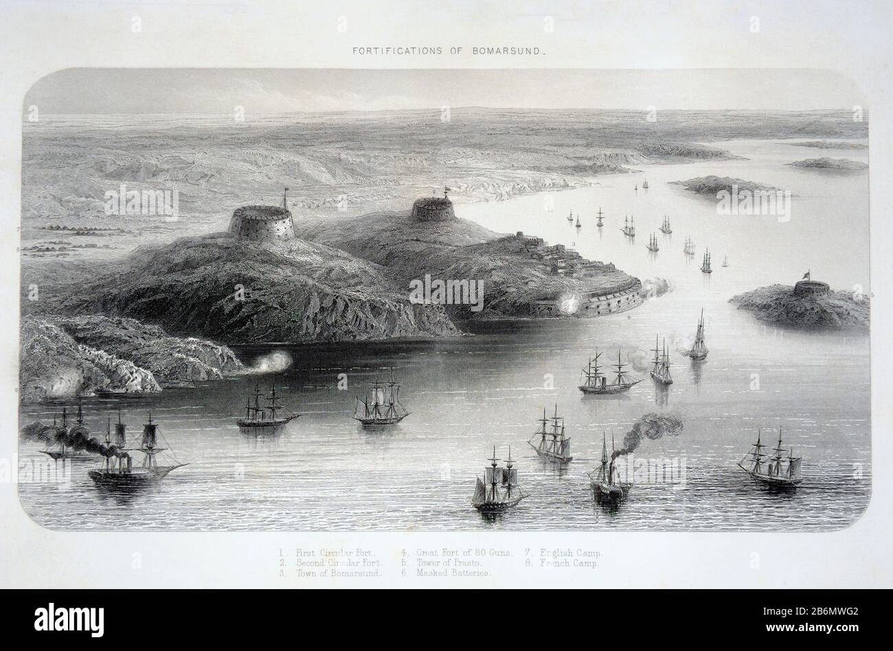 Ein Befestigungsbau von Bomarsund wurde im Jahr 1829 begonnen. Die Festung Bomarsund sollte die dritte starke Wasserfestung, 500 Kanonen und 5000 m sein Stockfoto