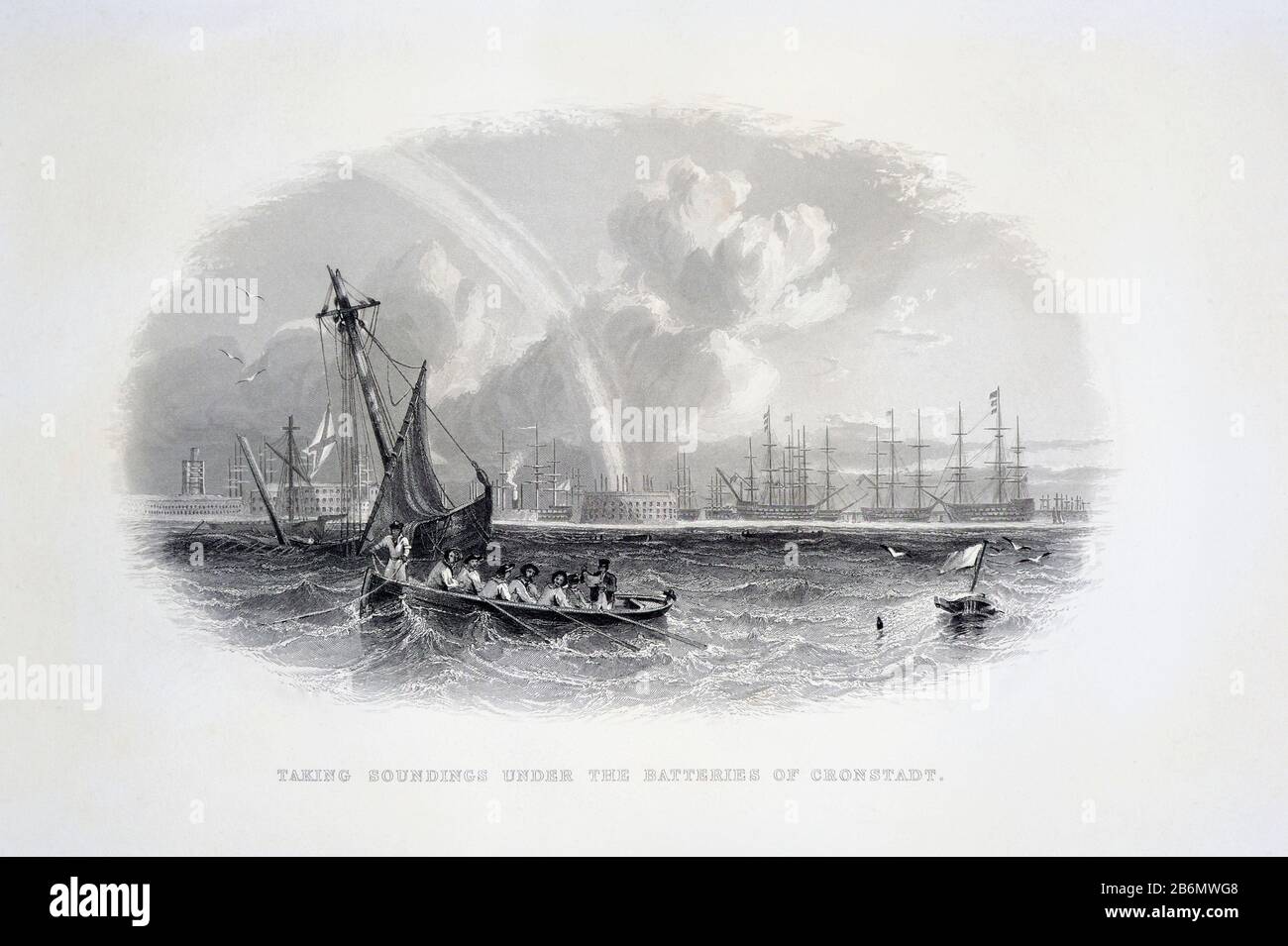 "Unter die Batterien von Cronstadt, Russland, zu bringen". Die Matrosen hatten keinen Kleber, was für ein Preis die britische Flotte unterschritten hatte Stockfoto