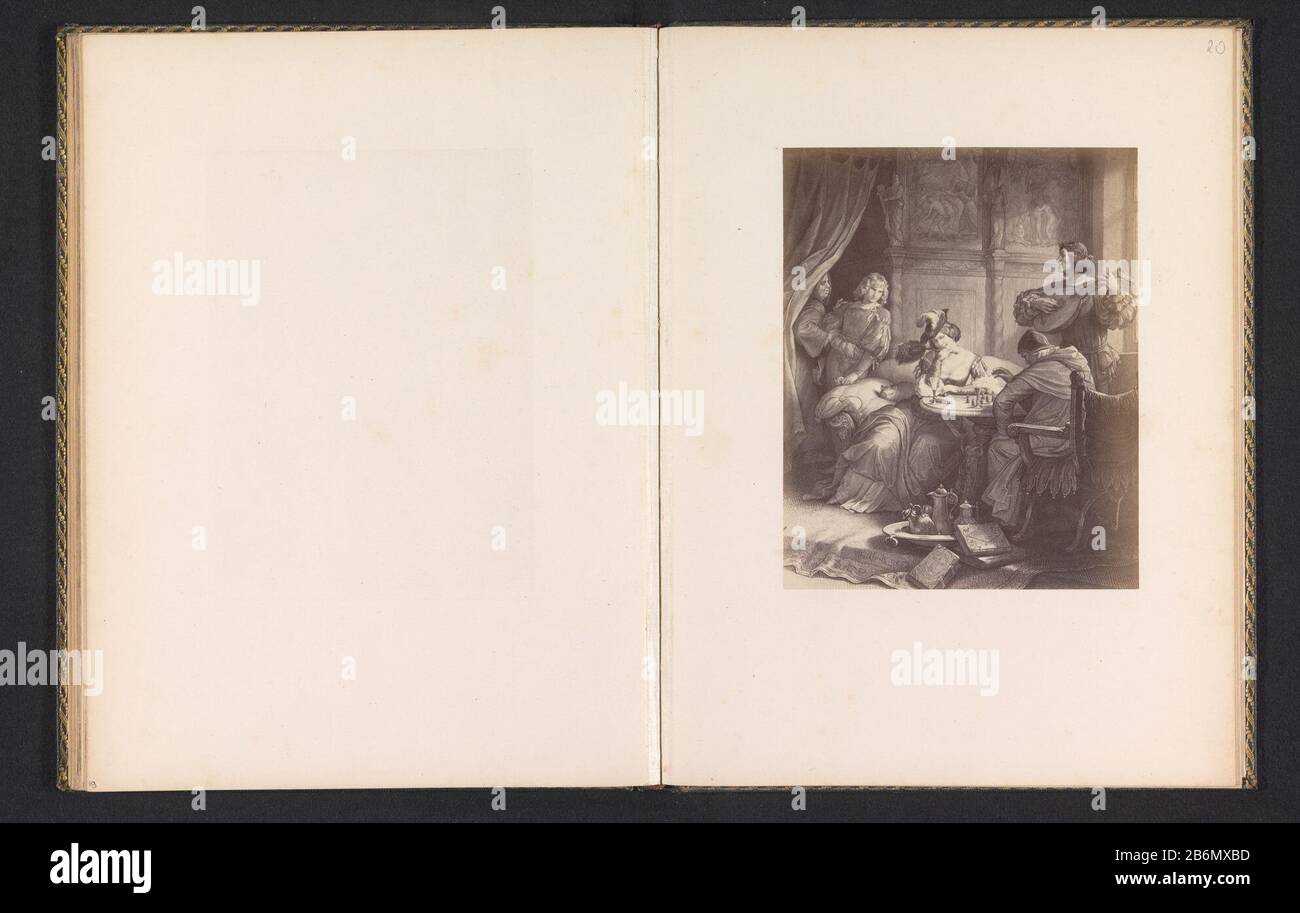 Fotoreproductie van een prent van een Scene uit Götz von Berlichingen, voorstellende Adelheid speelt schaak tegen de bisschop van Bamberg Objektart : Foto Reproductie bladzijde Objektnummer: RP-F-2001-7-784-20 Hersteller : fotograaf: Anoniemnaar prent van: Wilhelm von Kaulbach dating: Datierend. 1875 - ca. 1885 Material: Fotopapier Techniek: Albuminedruk Abmessungen: Foto: H 175 mm × b 141 mm Betreff: Schach Stockfoto