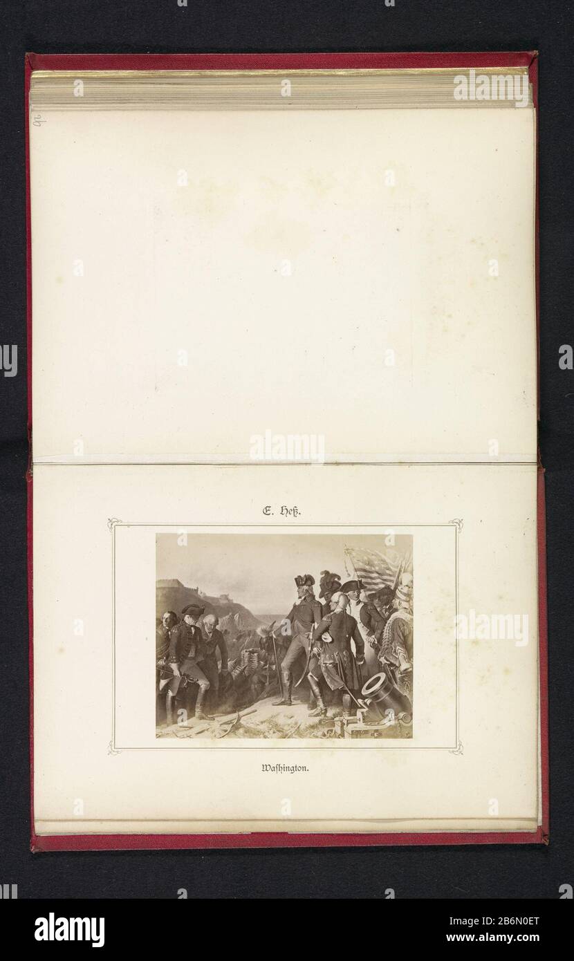 Fotoreproductie van een schilderij, voorstellende de Britse troepen geven zich over aan George Washington na de Slag bij Yorktown Washington (titel op object) Fotoreproduktion eines Gemäldes, das die britischen Truppen nach der Schlacht von Yorktown Washington (Titelobjekt) Abbildet Immobilientyp: Foto Reproduktion Seite Artikelnummer: RP-F 2001-7-864-27 Hersteller: Fotograf: Anonym zum Gemälde: Eugens Hess (Listed Property) Datum: CA. 1875 - ca. Material: Papiertechnik: Albumin Druckabmessungen: Foto: H 95 mm × W 121 mmToelichtingFoto nach Seite 48. Unterj Stockfoto
