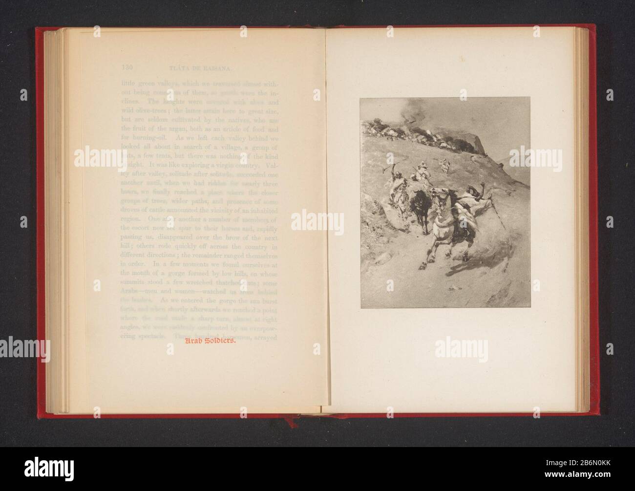 Fotoreproductie van een schilderij, voorstellende een aanval van cavaleristen Foto Reproduktion eines Gemäldes, der einen Angriff von cavaleristen Objekt Typ darstellt: Fotomechanischer Druck Reproduktion Seite Objekt-Nr.: RP-F-2001-7-565A-15 Aufschriften / Marken: Titel, Gegendruck, gedruckt: "Arabische Soldaten. ' Herstellerschaffer: Fotograf: Hazzard & Stambach zum Malen: Anoniemklischeemacher: WH Gilbo und Companyclichémaker: A. W. Elson & Co. Plaats Herstellung: Fotograf: Marokkoklichémaker: Boston Datum: CA. - oder für das Material von 1897: Papiertechnik: Abmessungen der Photogravure: Druck: H Stockfoto