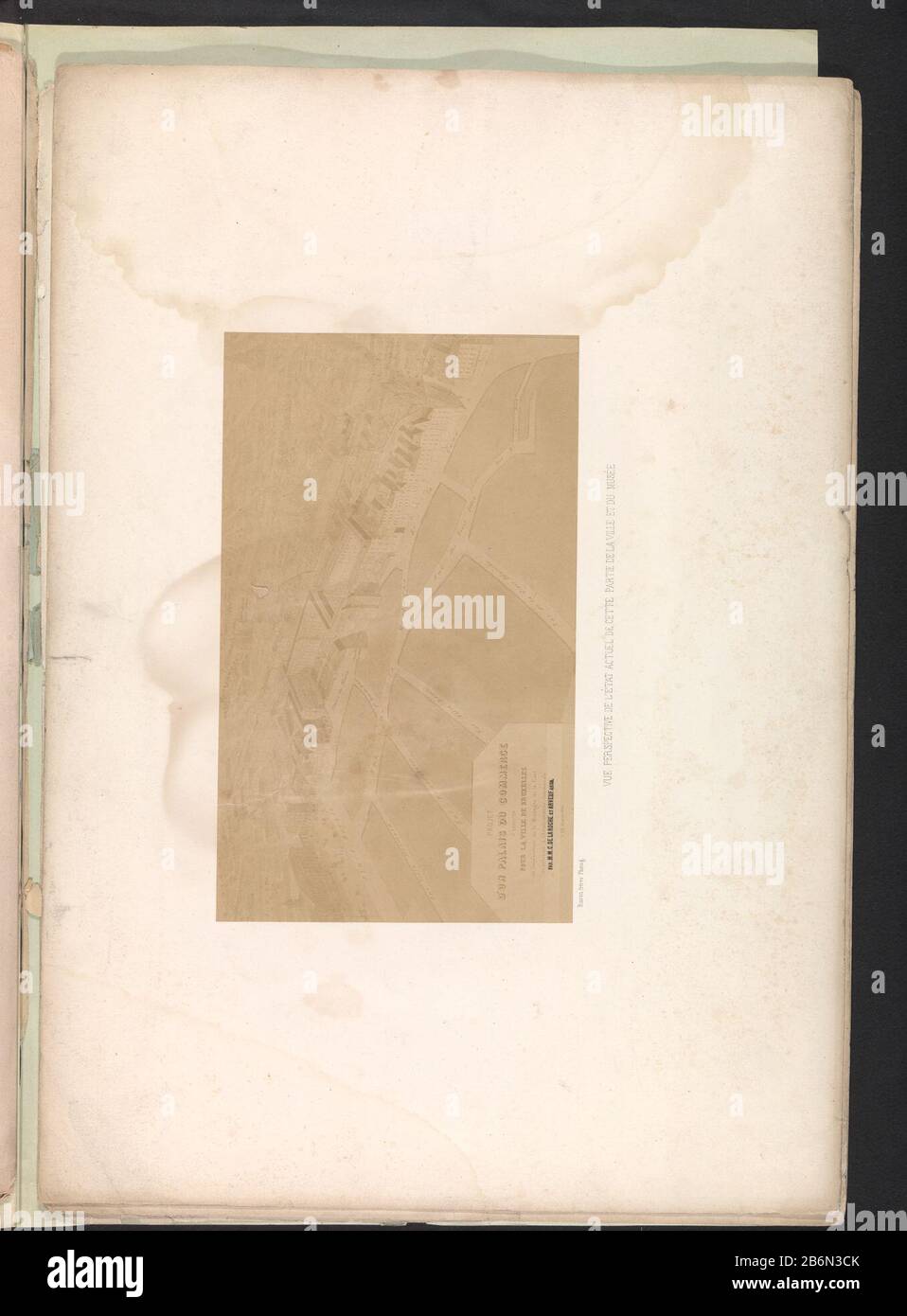 Fotoreproductie van een tekening, voorstellende een plattegrond van BrusselVue perspective de l'état actuel de cette partie de la ville et du musée (titel op object) Objekttyp : foto reproductitie bladzijde Objectnummer: RP-F-2001-7-1609-3 Inscriptions / Merkens: Ophrift, par to La vegraveboard: M. Bisson Frères (vermeld op object)naar tekening van: Anoniem datierend: CA. Im Jahr 1850 - aus Voor im Jahre 1850 Material: Fotopapier Techniek: Albuminedruk Abmessungen: Foto: H 178 mm × b 288 mm Betreff: Karten der Städte Stockfoto