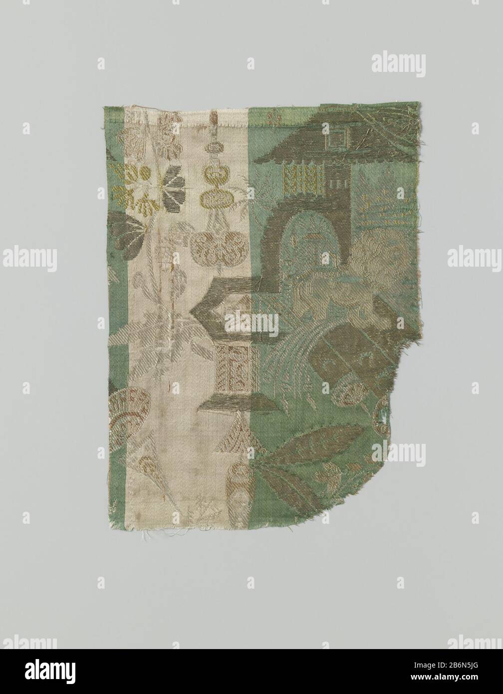 Fragment bizarre zijde Fragmente bizarre zijde. Fond van satijn in Groene en Beige Streifen, Stockfoto