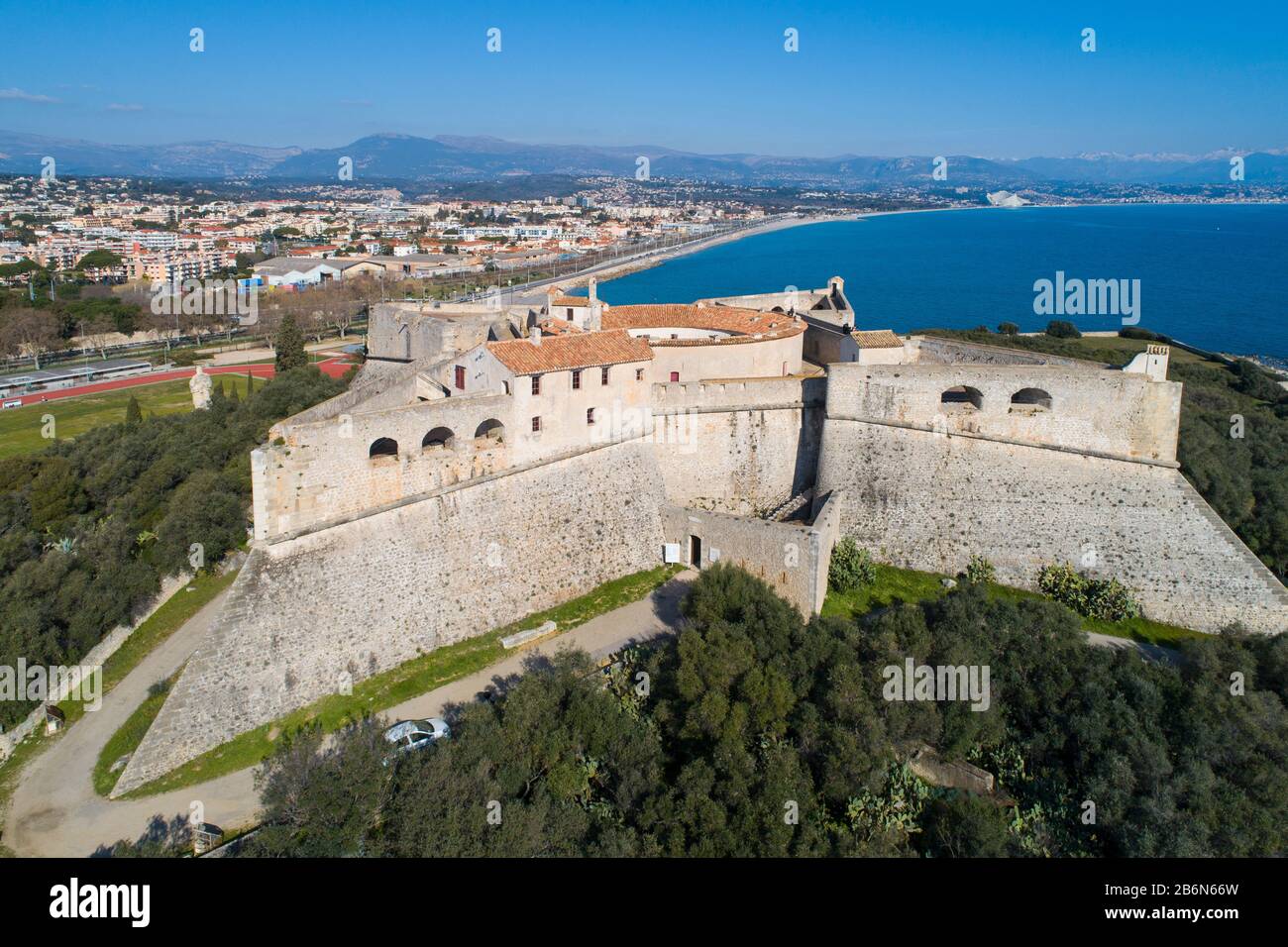 Luftaufnahme der Altstadt von Antibes an der französischen Riviera Stockfoto