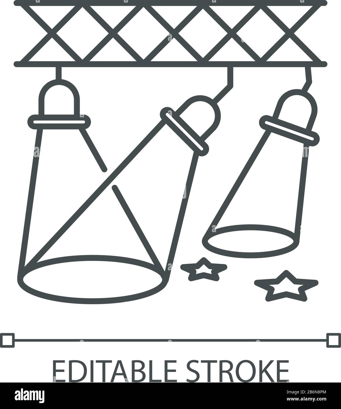 LED zeigt das Symbol "Pixel perfekt linear" an. Anpassbare Abbildung mit dünner Linie. Nachtklub-Unterhaltung, festliches Aufführungssymbol. Vektor Stock Vektor