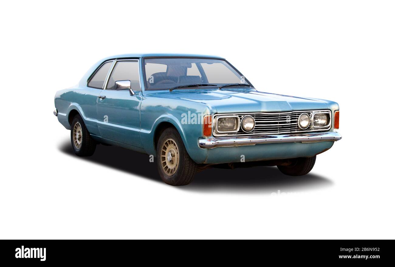 Klassischer deutscher Sportlimousine isoliert auf Weiß Stockfoto