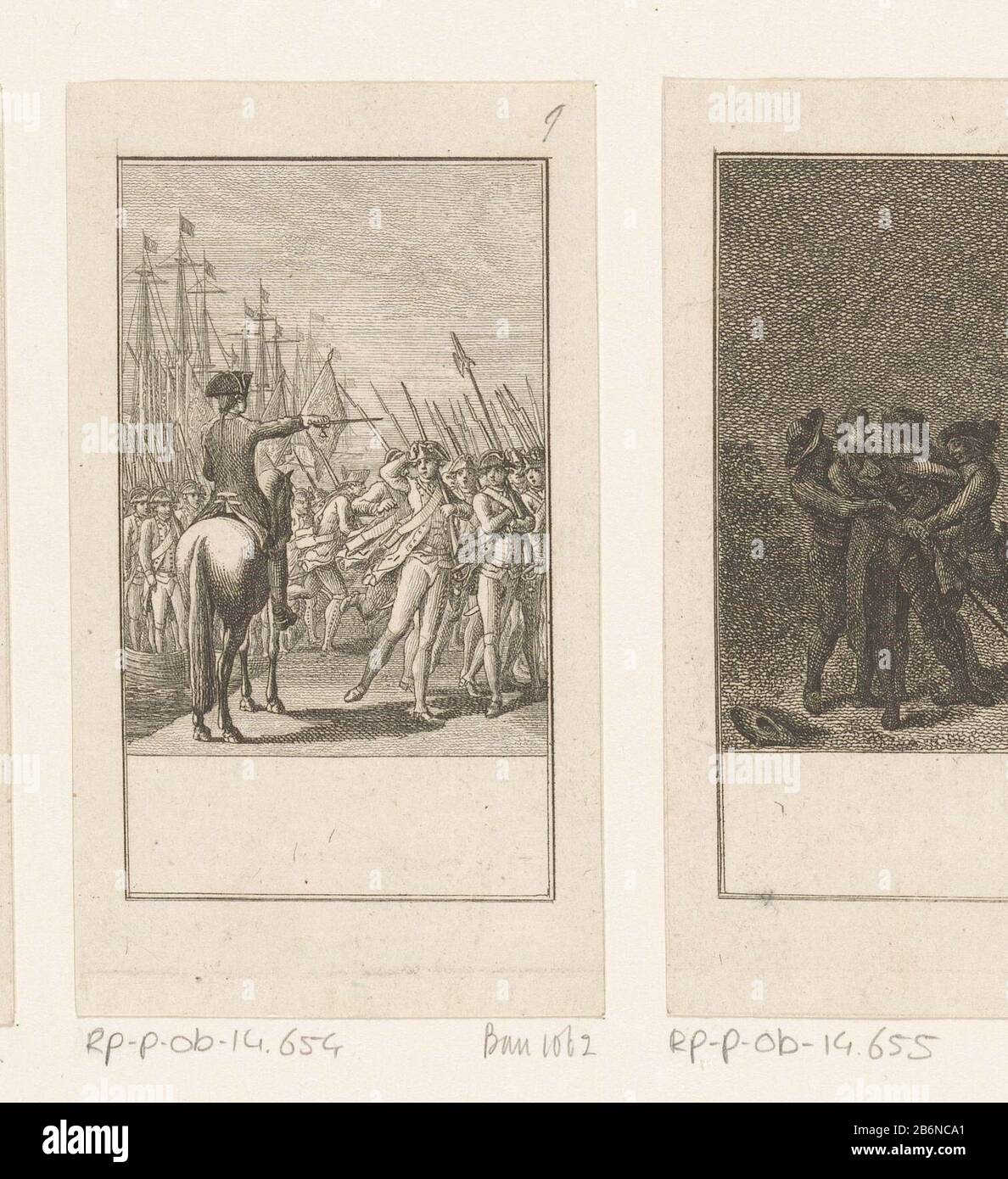 Franse hulptroepen komen aan Land in Rhode Island französische Verstärkungen kommen in Rhode Island An Land Immobilientyp: Bild Artikelnummer: RP-P-ob-14.654Catalogusreferentie Bauer 1062Engelmann 492-2 (3) Kennzeichnungen / Marken: Sammlermarke, Verso, gestempelt: Lugt 2228 Hersteller: Druckerhersteller Daniel Nikolaus Chodowie: Cückinner Design: Daniel Haugowever Design: Daniel Chaugowear Design: Daniel Chaugowever Berlin Datum: 1783 Physikalische Merkmale: Ätzung; Proofmaterial: Papiertechnik: Ätzmaße: Blatt: H 114 mm (abgeschnittene Innenkante) × W 65 mm (abgeschnittene Innenkante) Anmerkungen Manu Stockfoto