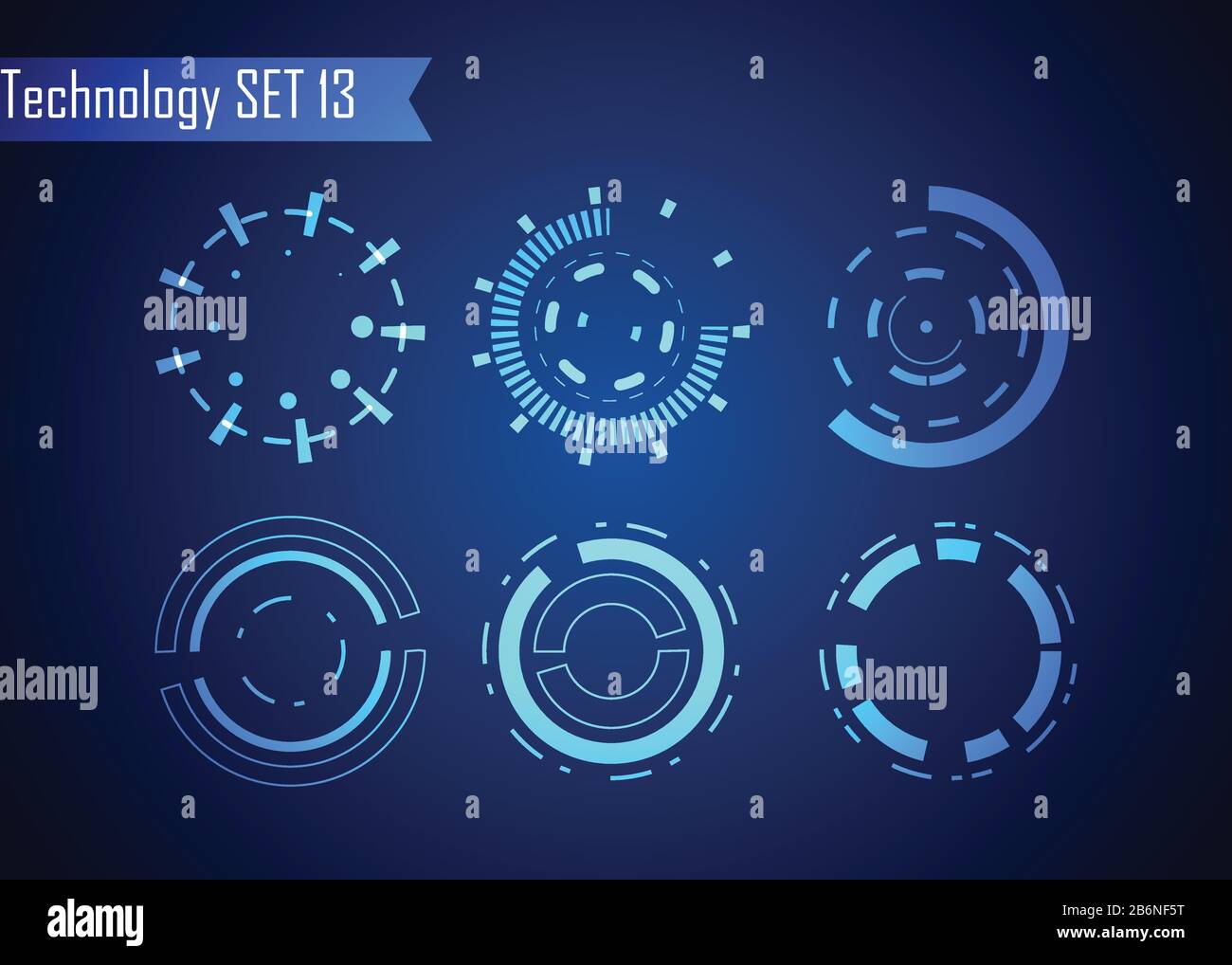 Set aus Circle Abstract Digital Technology UI Futuristisches HUD Virtual Interface Elements Sci- Fi Modern User For Graphic Motion, Theme Technology, Game Stock Vektor