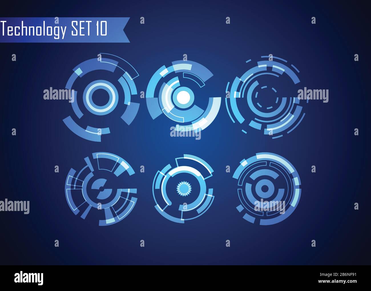 Set aus Circle Abstract Digital Technology UI Futuristisches HUD Virtual Interface Elements Sci- Fi Modern User For Graphic Motion, Theme Technology, Game Stock Vektor
