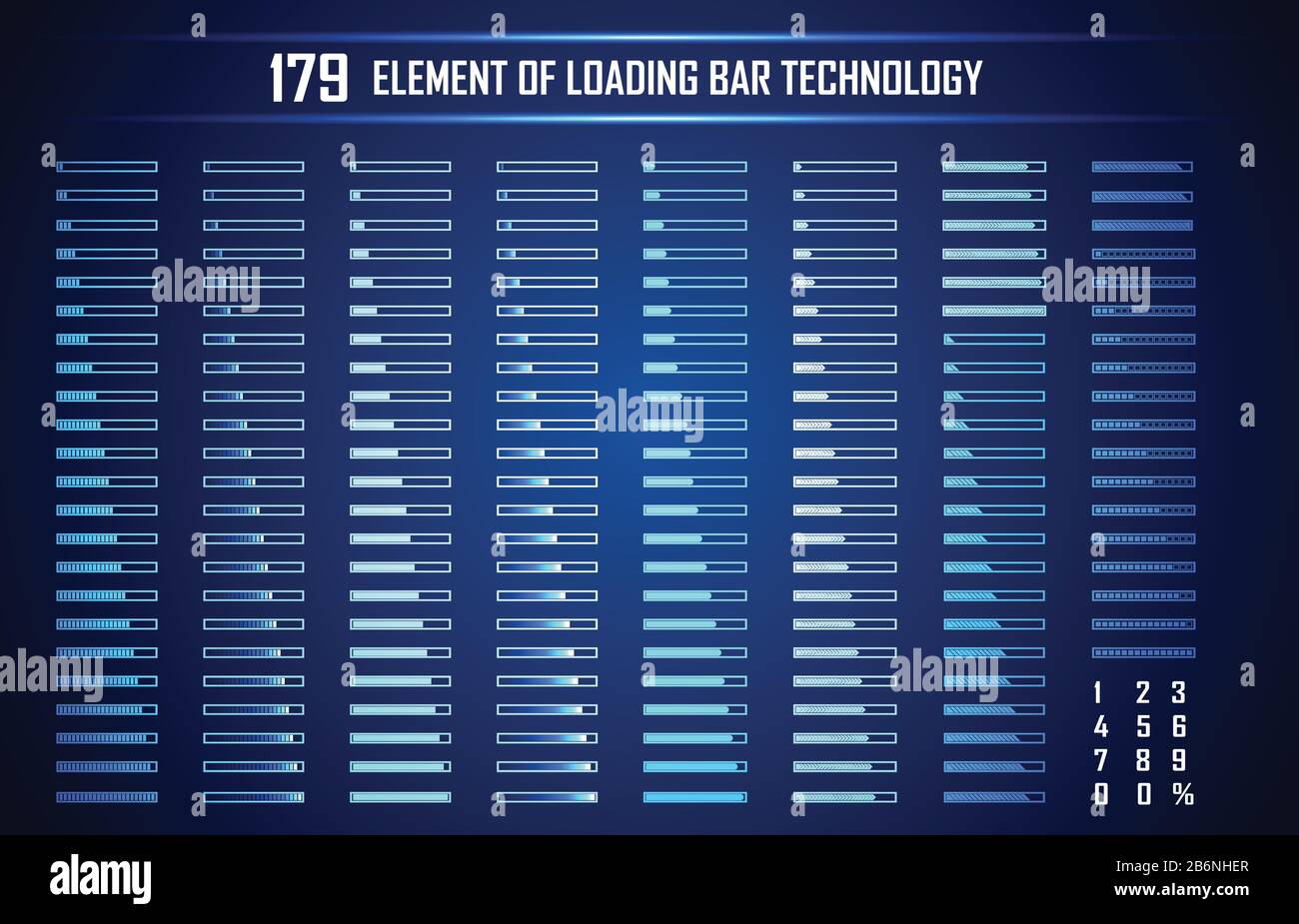 Set of Loading Bar abstract Digital Technology UI Futuristic HUD Virtual Interface Elements Sci- Fi Modern User For Graphic Motion, Theme Technology, Stock Vektor