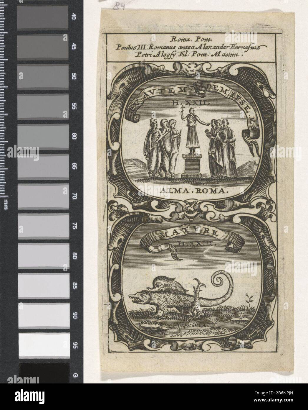 Gelovige vrouw op een sokkel Dolfijn en kameleon TU Autem Idem Ipse Es Mature (titel op object) Symbola Divina et Humana Pontificum Imperatorum Regum (serietitel) Een embleem met twee voorstellingen. Boven een gelovige vrouw op een sokkel, omringd door mannen en vrouwen. Onder een kameleon met een dolfijn. Het bettreffen deviezen van paus Paulus III Hersteller: Rentner: Anoniemnaar prent van: Aegidius Sadeler dating: 1666 Physikalische Kenmerken: Tiefdruck; verso traf tekst in boekdrauk Material: Papier Techniek: Graveren (Drukproceé) / boekdrauk Abmessungen: Plaatrand: H 121 mm × b 67 mmToelichti Stockfoto