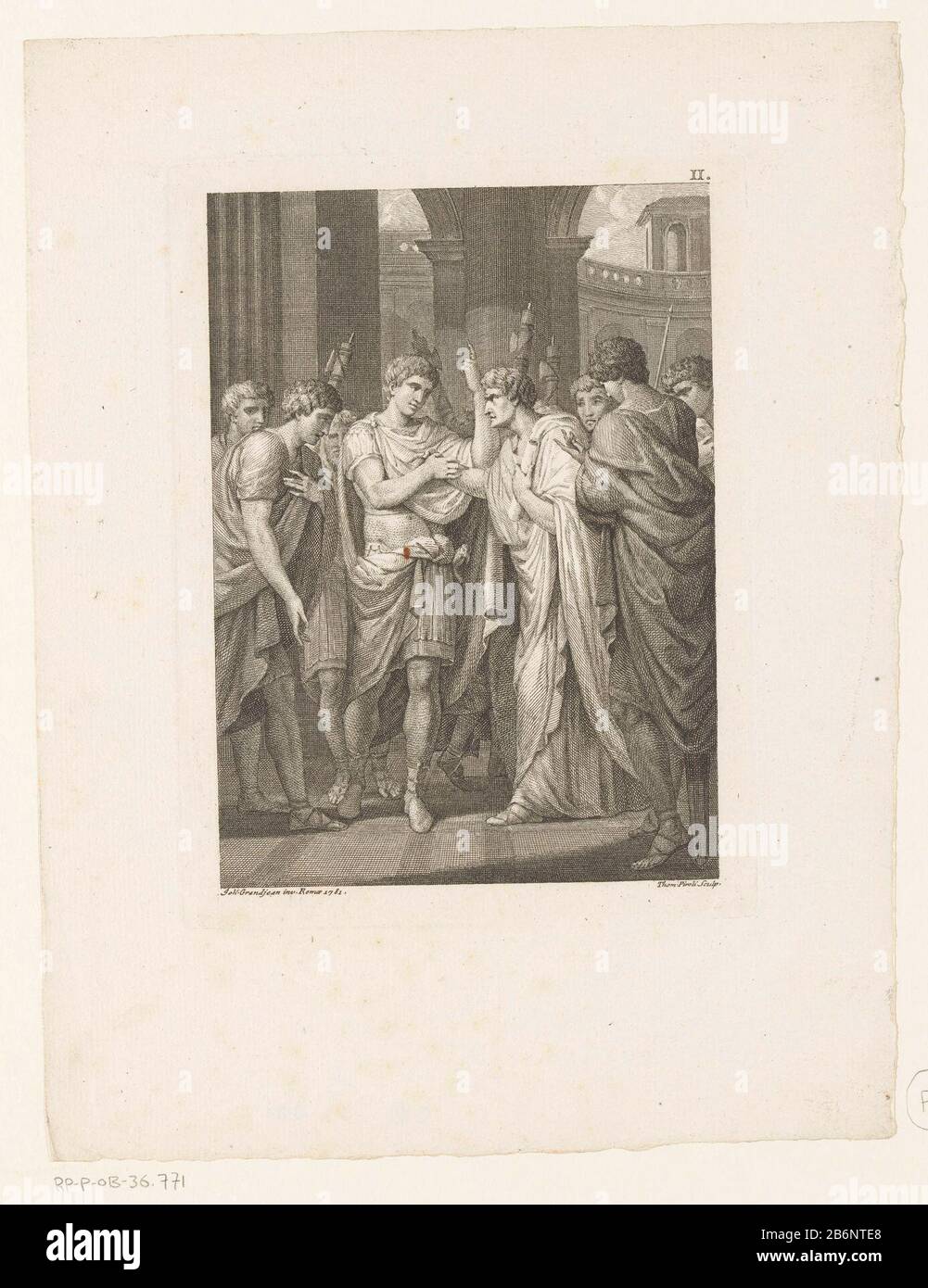 Germanikus traf im Diskuswerfen auf een groep mannen Zugeteiltes Recht: II Hersteller : Druckmaschine: Tommaso Piroli (unter Denkmalschutz) entworfen von Jean Grandjean (denkmalgeschütztes Gebäude) Herausgeber: Pieter Meyer Herstellung: Druckmaschine: Italien zur Gestaltung: Rom-Herausgeber: Amsterdam Datum: 179899/7989898989898989898989898989898989898989898989898989610 H 186 mm × W 140 mmToelichtingPrent für die Veröffentlichung verwendet: Winter, Wilhelmina von Lucretia. Germanikus: In sechzehn Büchern. Amsterdam: S. Meijer, 1779. Betreff: (Geschichte von) Germ Stockfoto