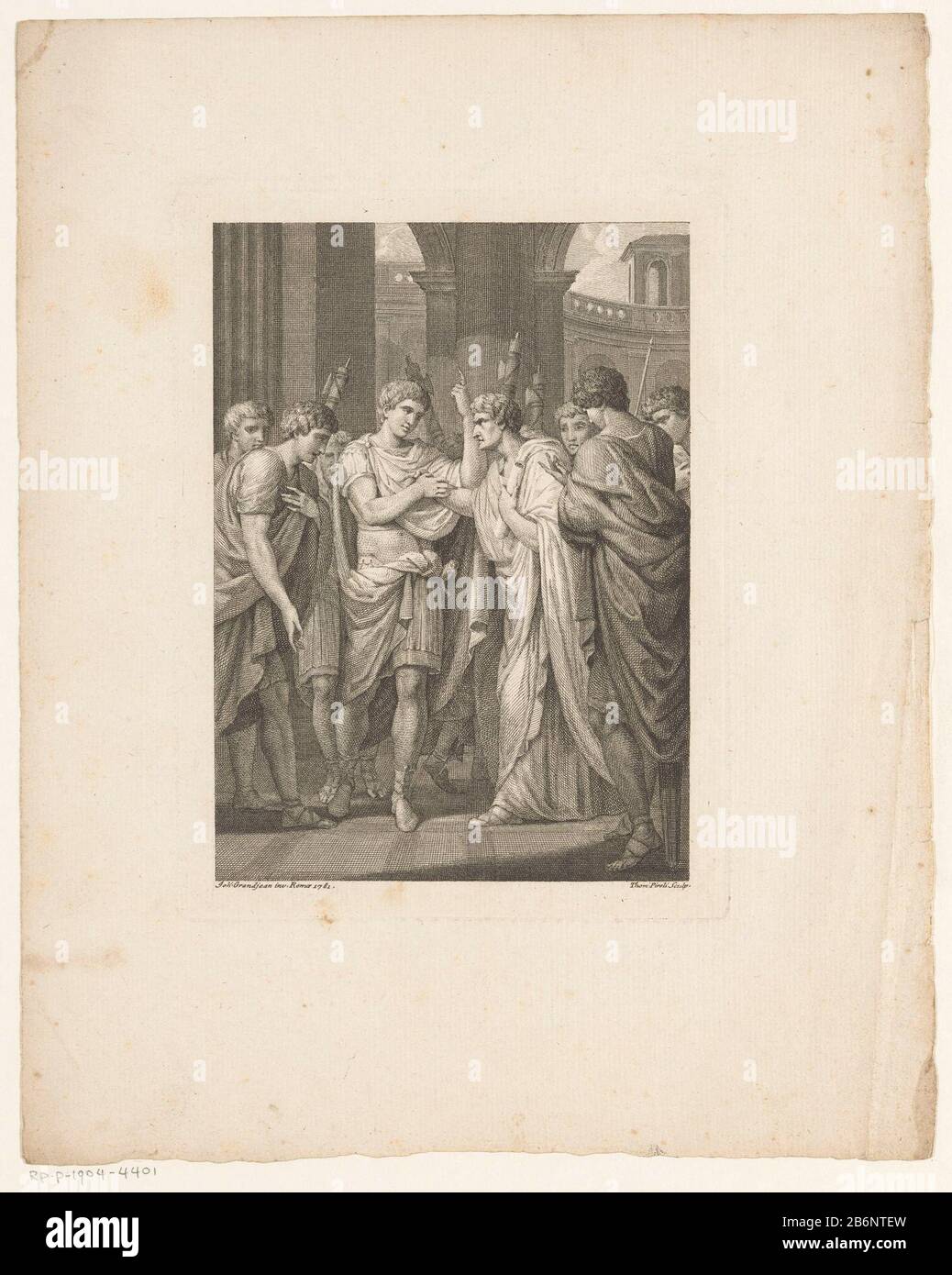 Germanicus traf in discussie een groep mannen Germanicus im Gespräch mit einer Gruppe von Männern Objekttyp: Bild Artikelnummer: RP-P-1904-4401 Aufschriften / Marken: Sammlermarke, Verso, gestempelt: Lugt 2228 Hersteller: Druckmaschine: Tommaso Piroli (denkmalgeschütztes Eigentum) entworfen von: Jean Grandjean (denkmalgeschütztes Gebäude) Herausgeber: Pieter Meyer Ort: Druckmaschine: Druckmaschine: Druckmaschine: Druckmaschine: Druckmaschine: Druckmaschine: Druckmaschine: Druckmaschine: Druckmaschine: Italien zur Gestaltung: Rome Verlag: Amsterdam Datum: 17921 und / oder 1709 Physikalische Merkmale: Ätz- und Engra-Material: Papiertechnik: Engra (Druckverfahren) / Ätzmaße: Plattenkante: H 186 mm × b 140 mmToelichtingPrent verwendet für Stockfoto