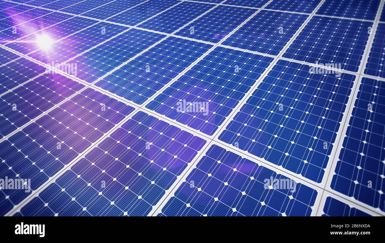 Solarpanel-Konzept 3D-Illustrationshintergrund Stockfoto