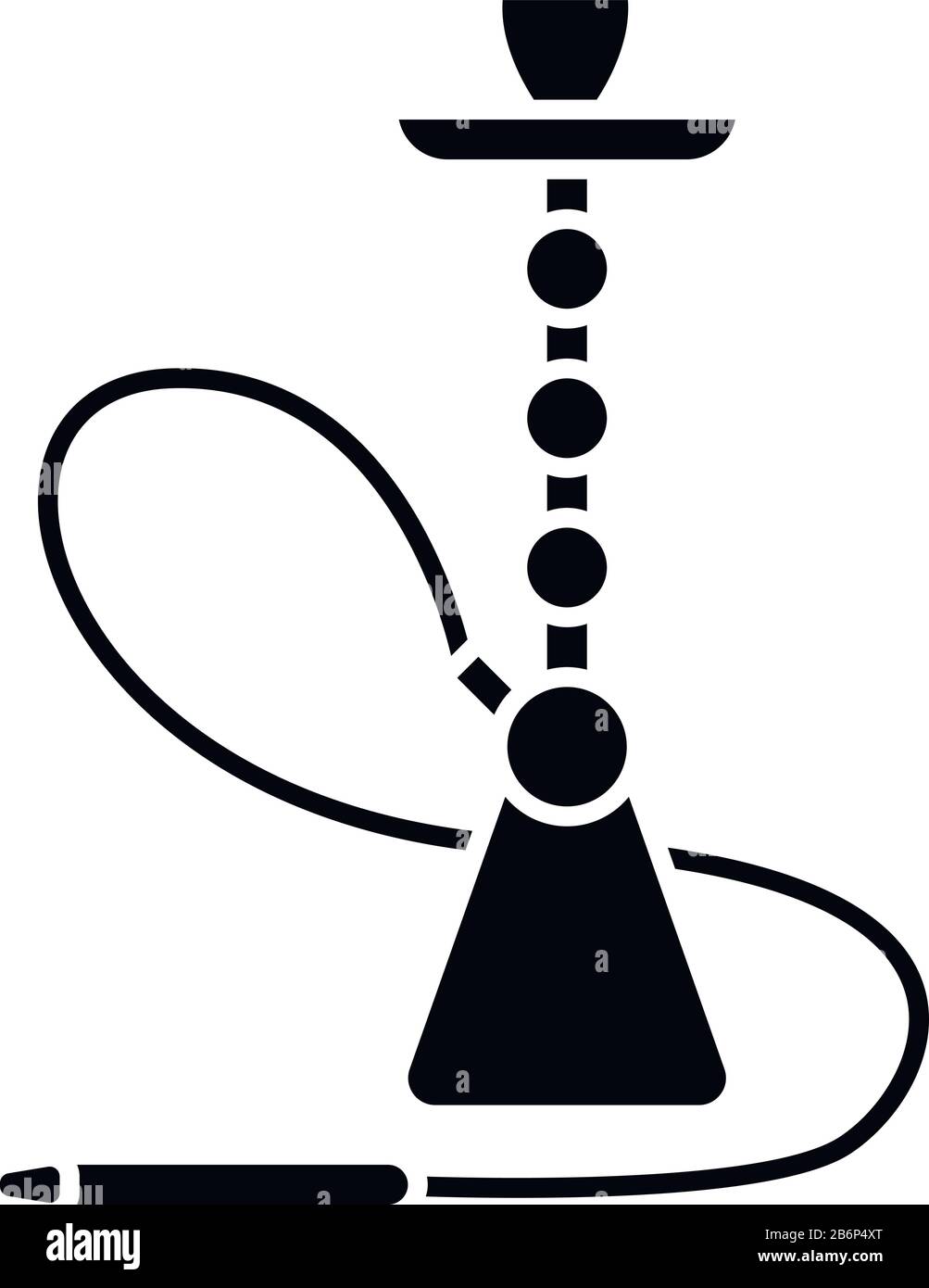 Schwarze Glyph-Ikone mit Kapuze. Sheesha-Haus. Party-Objekt. Narkile Lounge. Geruch aus Rohr. Duft des Verdampfens. Raucherbereich. Silhouettensymbol auf weiß Stock Vektor