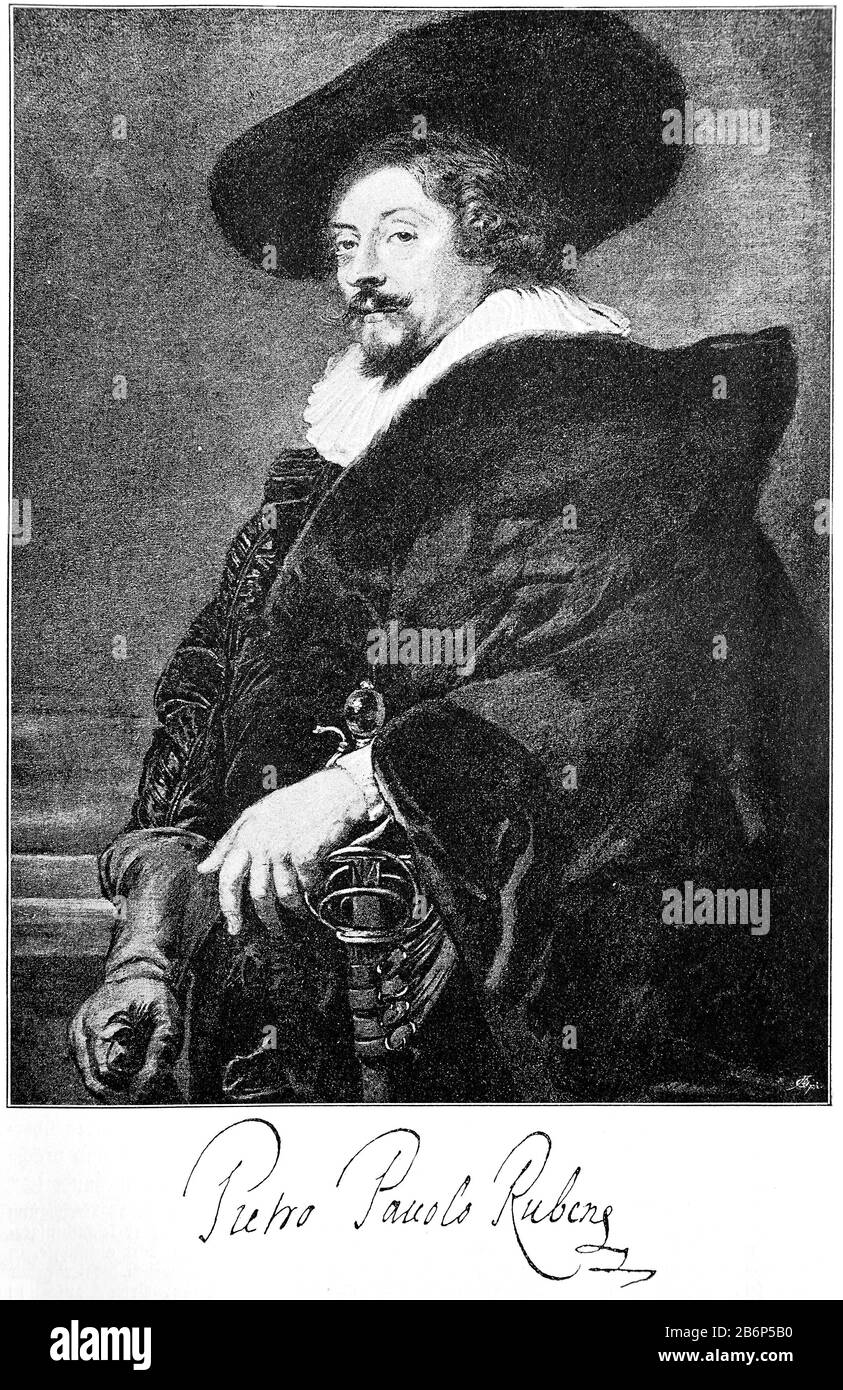 Peter Paul Rubens, Pieter Pauwel Rubens, Petrus Paulus Rubens, 28. Juni 1577 † 30. Mai 1640 war ein Maler flämischer Herkunft/Peter Paul Rubens, Pieter Pauwel Rubens, Petrus Paulus Rubens, 28. Juni 1577 † 30. Mai 1640 war ein malerischer Flämischer Herkunde, historisch, digital verbesserte Wiedergabe eines Originals aus dem 19. Jahrhundert / Digitale Reproduktion einer Originalanlage aus dem 19. Jahrhuntert, Stockfoto