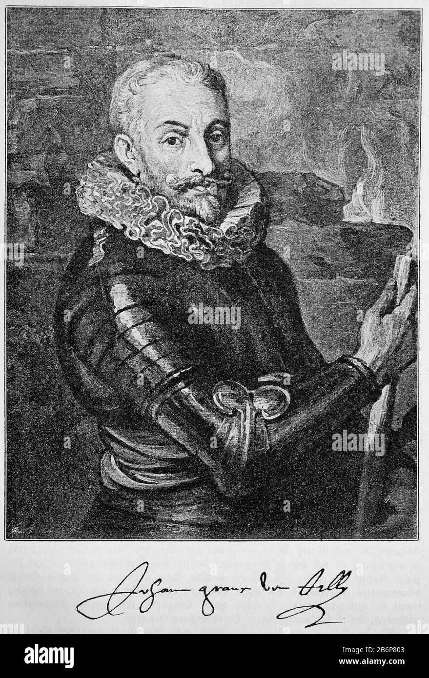 Johann T'Serclaes von Tilly, auch Johannes T'Serclaes von Tilly und Jean T'Serclaes von Tilly, Februar 1559 - 30. April 1632, War ein Graf, der während des Dreißigjährigen Krieges der oberste militärische Führer sowohl der katholischen Liga als auch Ab 1630 der kaiserlichen Armee agierte / Johann T'Serclaes von Tilly, auch Johannes T'Serclaes von Tilly BZW. Jean T'Serclaes von Tilly, Februar 1559 - 30. April 1632, war ein Graf, der während des dreißigjähigen Krieges als oberster Heerführer sowohl der katholischen Liga als auch ab 1630 der kaiserischen Armee, historisch, digital verbesserte Wiedergabe von an Stockfoto