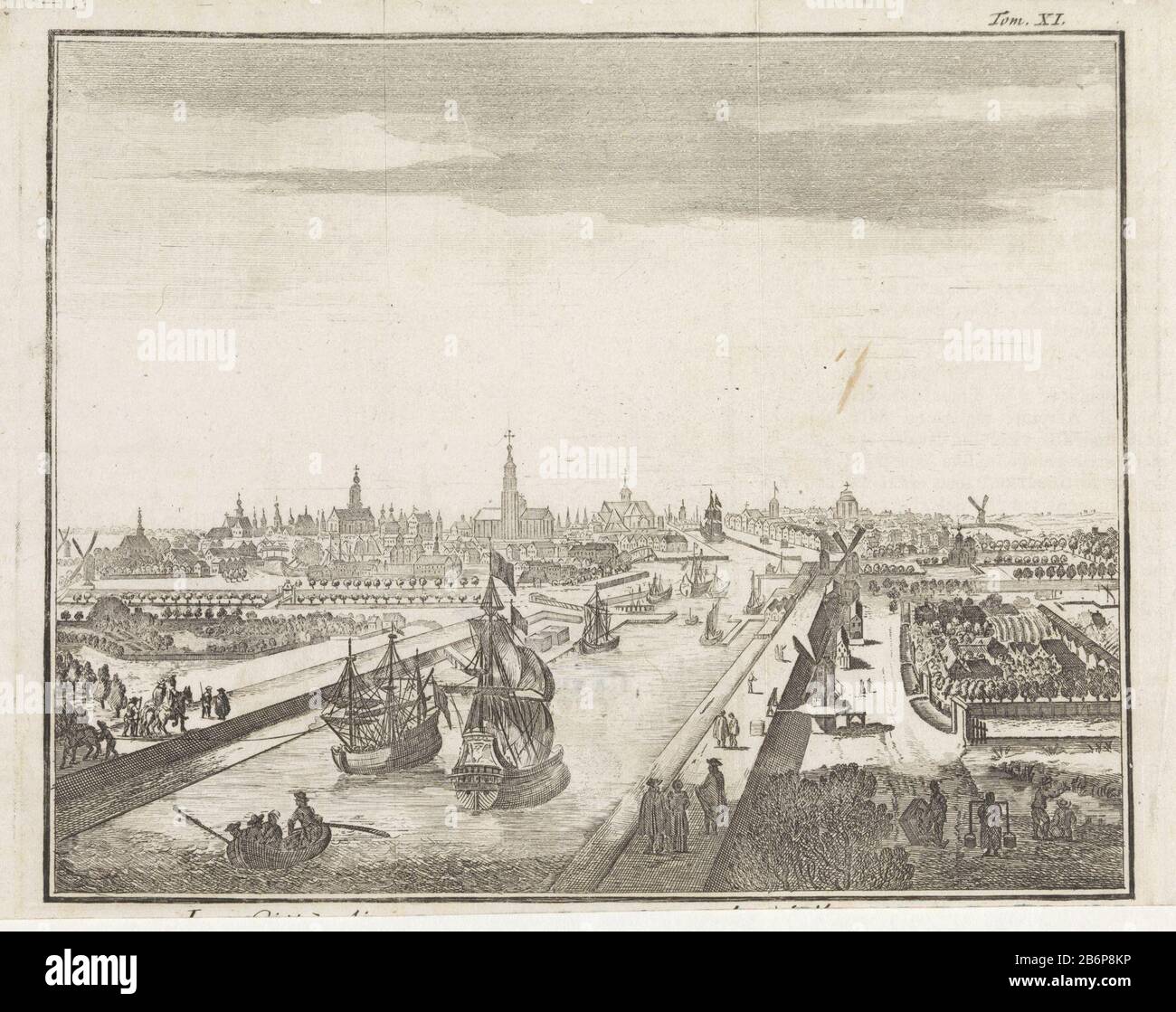 Blick auf die Stadt Middelburg. Oben rechts nummeriert: Tom XI Hersteller : Druckmaschine Giuseppe Filosiuitgever: Giambatista AlbrizziPlaats Herstellung: Druckmaschine: Italien Herausgeber: Venedig Datum: 1742 Physikalische Merkmale: Ätzmaterial: Papiertechnik: Ätzmaße: Blatt: H 180 mm (innerhalb Plattenrand geschnitten.) Notes Postkarte für Salmon, Thomas. L stato Presente di tutti i Paesi del Mondo ... Band XI delle sette province unite, paesi Dei Bassi, Degli Svizzeri, Grigioni, loro e alleati. Venedig: Giambattista Albrizzi, 1742. Titel im unteren Randbereich. Betrifft: Stadtansicht im Allgemeinen Stockfoto