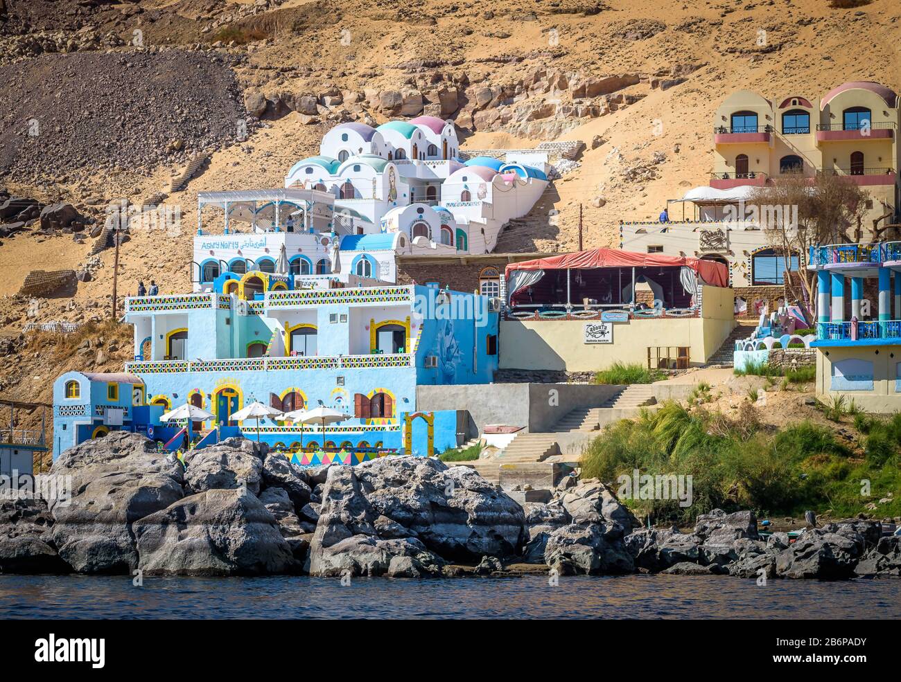 Assuan, Ägypten, Landschaft des Nils Stockfoto