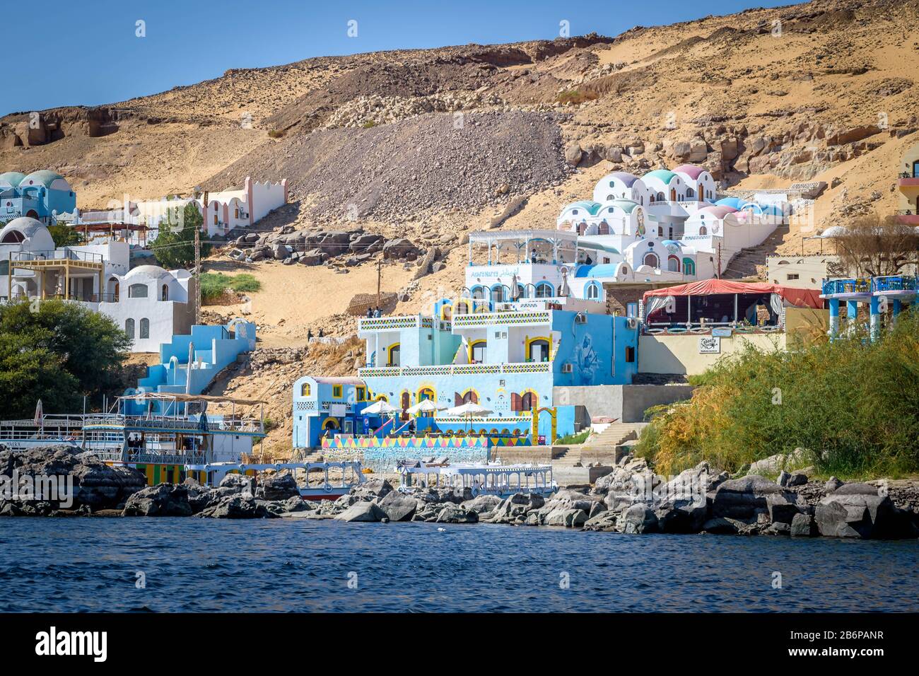 Assuan, Ägypten, Landschaft des Nils Stockfoto