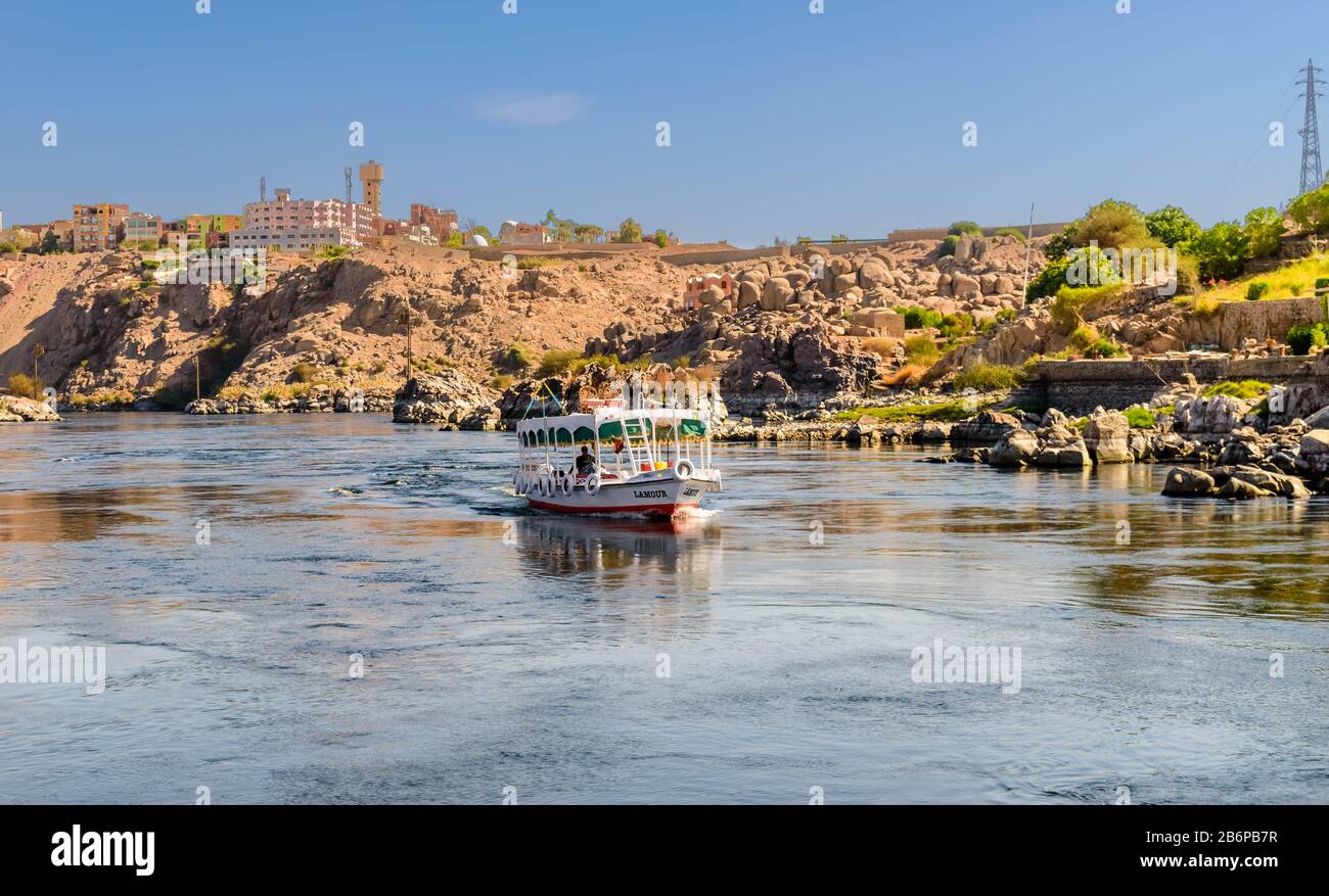 Assuan, Ägypten, Landschaft des Nils Stockfoto