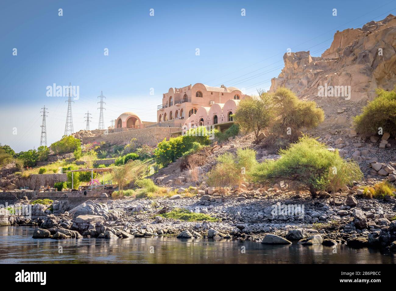 Assuan, Ägypten, Landschaft des Nils Stockfoto