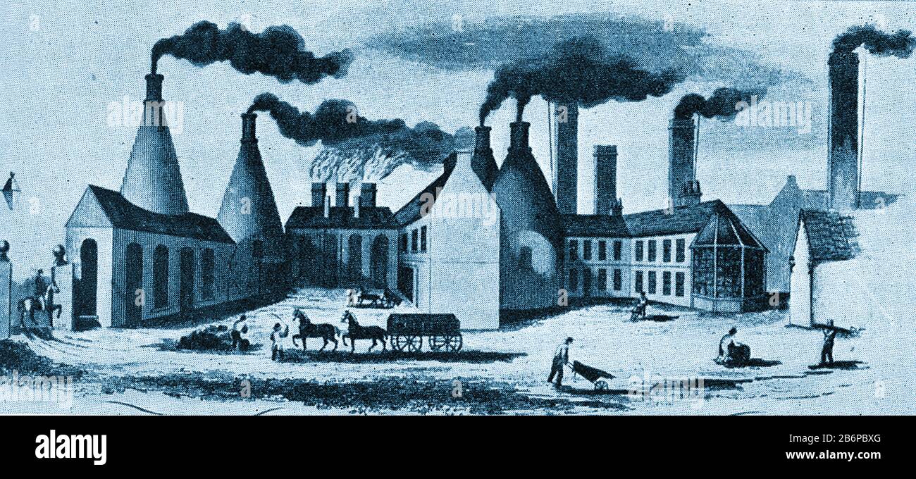 Eine alte historische Illustration von Stahlwerken aus dem 19. Jahrhundert in Sheffield UK) Stockfoto
