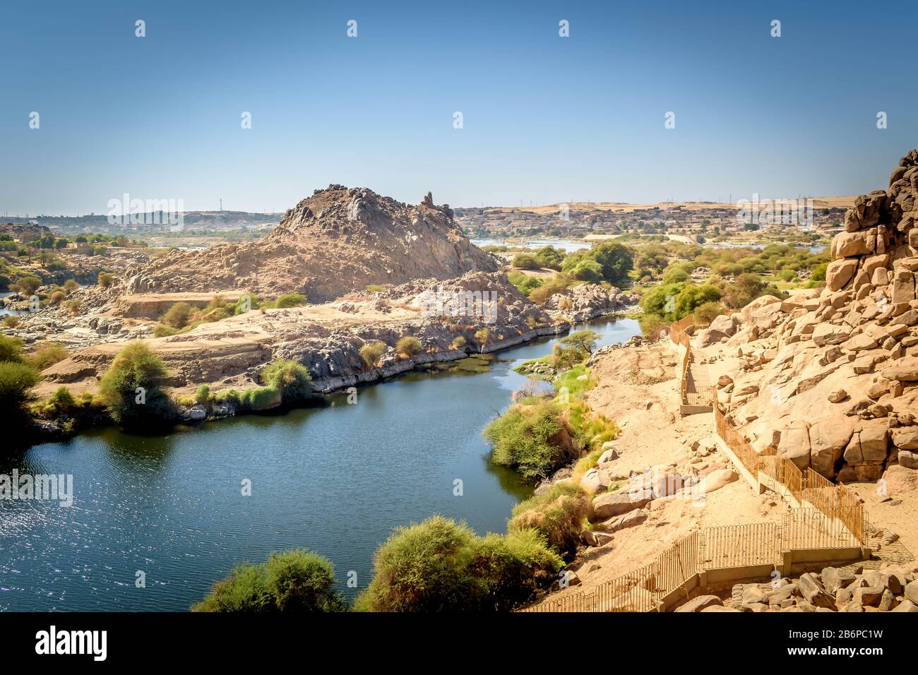 Assuan, Ägypten, Landschaft des Nils Stockfoto