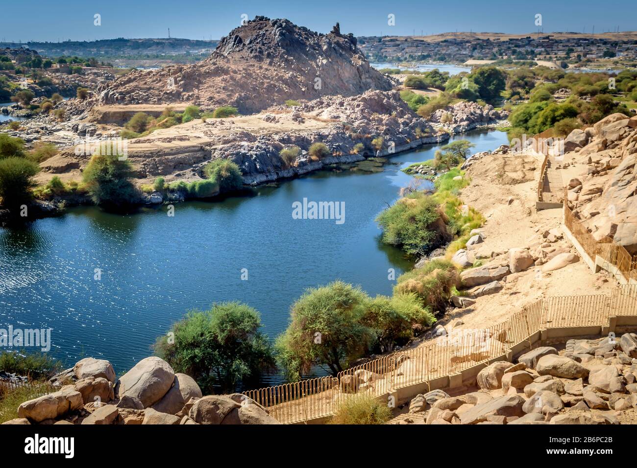 Assuan, Ägypten, Landschaft des Nils Stockfoto