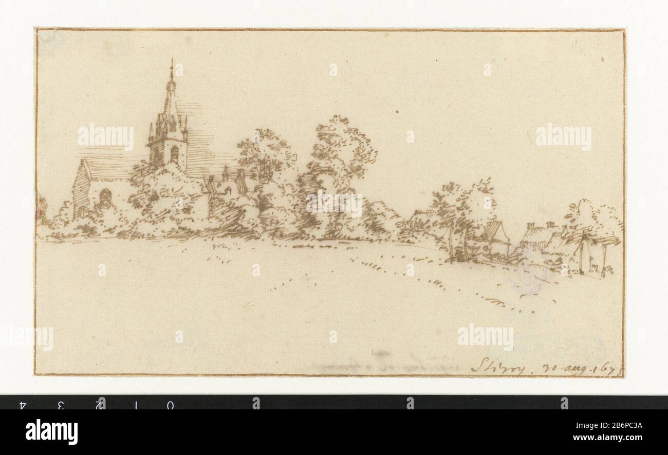 Ansicht von StrépySterry (Titelobjekt) Objekttyp: Zeichnung Objektnummer: RP-T-1884-A-356 Hersteller: Zeichner: Huygens (II) Datum: 30-Aug-1675 Physikalische Merkmale: Stift in braunem Material: Papiertinte Technik: Stiftabmessungen: H 93 mm × W 157 mm Betreff: Namen der Städte und der Dorfkirche (außen) Aussicht oder Dorf Silhouette oder Dorf wo: Strépy Stockfoto