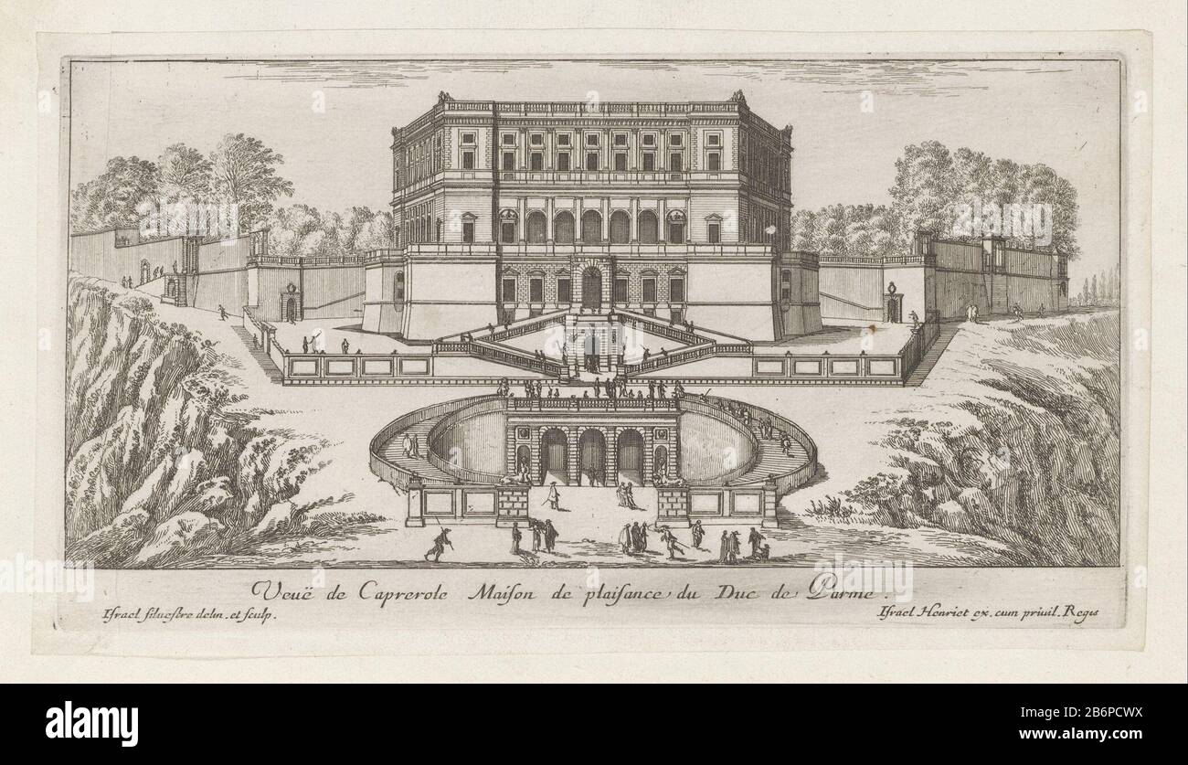 Blick auf die Villa Farnese, auch bekannt als Palazzo Farnese oder Villa Caprarola, eine monumentale italienische Villa in Caprarola in der Provinz Viterbo. Der Druck ist Teil eines Albums. Hersteller : Druckerhersteller Israel Silvestre (denkmalgeschütztes Gebäude) in seinem Entwurf: Israel Silvestre (denkmalgeschütztes Gebäude) Herausgeber: Israel Henriet (börsennotiertes Eigentum) Anbieter von Privilegien: Französische Krone (denkmalgeschütztes Objekt) Ort Herstellung: Drucker: Frankreich eigenes Design: Frankreich Herausgeber: Paris Grantor des Privileges: Frankreich Datum: 1620 - 1661 Physische Merkmale: Ätzung auf Album-Blatt-Material festgeklemmt: Papiertechnik: Ätzung di Stockfoto Blick auf die Villa Farnese, auch bekannt als Palazzo Farnese oder Villa Caprarola, eine monumentale italienische Villa in Caprarola in der Provinz Viterbo. Der Druck ist Teil eines Albums. Hersteller : Druckerhersteller Israel Silvestre (denkmalgeschütztes Gebäude) in seinem Entwurf: Israel Silvestre (denkmalgeschütztes Gebäude) Herausgeber: Israel Henriet (börsennotiertes Eigentum) Anbieter von Privilegien: Französische Krone (denkmalgeschütztes Objekt) Ort Herstellung: Drucker: Frankreich eigenes Design: Frankreich Herausgeber: Paris Grantor des Privileges: Frankreich Datum: 1620 - 1661 Physische Merkmale: Ätzung auf Album-Blatt-Material festgeklemmt: Papiertechnik: Ätzung di Stockfoto