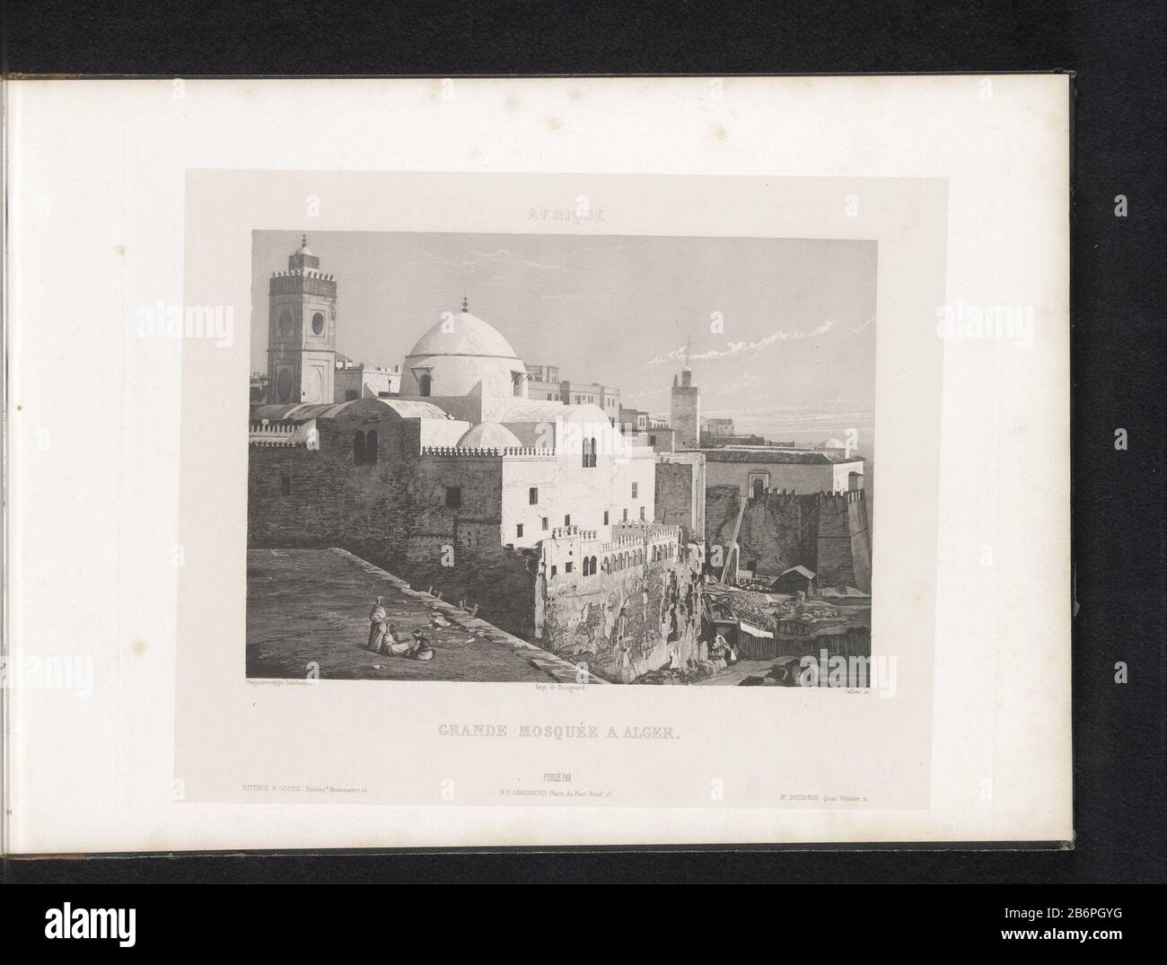 Blick auf die große Moschee zu AlgiersGrande mosquée a Alger (Titelobjekt) Afrique (Serientitel) Immobilientyp: Seite drucken Artikelnummer: RP-F 2001-7-1540-1 Aufschriften / Marken: Aufschrift, Nachdruck "Rittner & Goupil Boulevd Montmartre 15'opschrift, Nachzeichnung, gedruckt:" NP Lerebours Place du Pont, 15. Bossance Quai Voltaire 11' Hersteller : Druckerhersteller: Callow (Listed Property) zum Zeichnen: Anonym auf Bildern von Noël Marie Paymal Lerebours (Listed Building) Drucker: Bougeard (Listed Building) Herausgeber: Noël Marie Paymal Lerebours (Listed object) Veröffentlichen Stockfoto