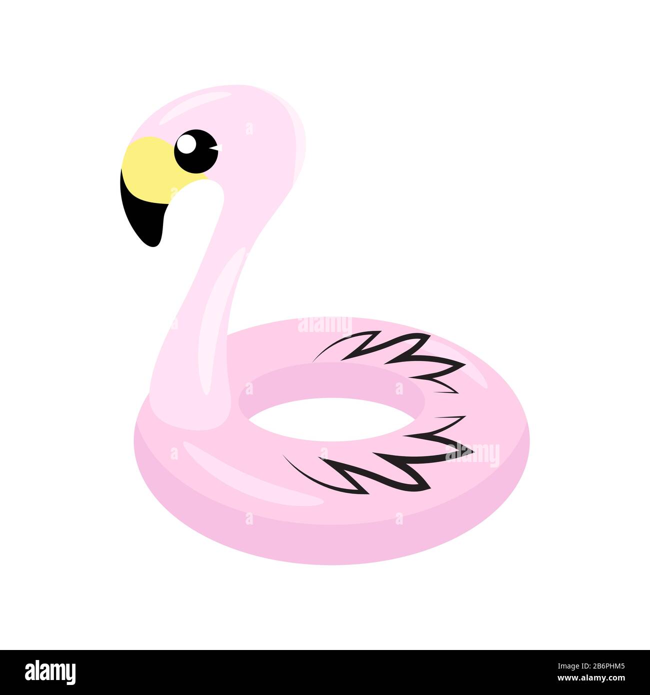 Aufblasbare Pink Flamingo ToyIsolated auf weißem Hintergrund. Schwimmbadring für Kinder. Gummi Tropical Vogelform Stock Vektor