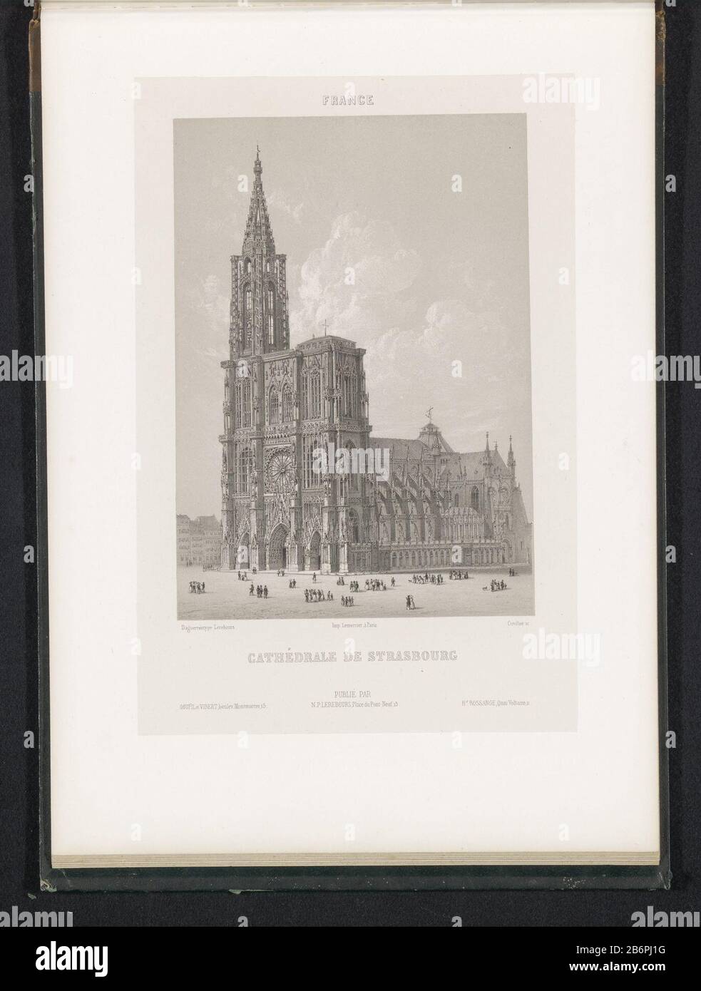 Blick auf die Kathedrale von StraatsburgCathédrale Strasbourg (Titelobjekt) Frankreich (Serientitel) Immobilientyp: Seite drucken Artikelnummer: RP-F 2001-7-1540-56 Aufschriften / Marken: Aufschrift, Nachschrift, gedruckt: "Rittner & Goupil Boulevd Montmartre 15'ophrift, Nachschrift, gedruckt:" NP Lerebours Place du Pont Neuf, 15 bis 15. Bossance Quai Voltaire 11' Hersteller : Druckerhersteller: Ad. CUVILLIER (unter Denkmalschutz) zum Zeichnen: Anonym auf Bildern von Noël Marie Paymal Lerebours (unter Denkmalschutz stehendes Gebäude) Drucker: Bougeard (unter Denkmalschutz stehendes Gebäude) Herausgeber: Noël Marie Paymal Lerebours (unter Denkmalschutz stehende Gebäude) Stockfoto
